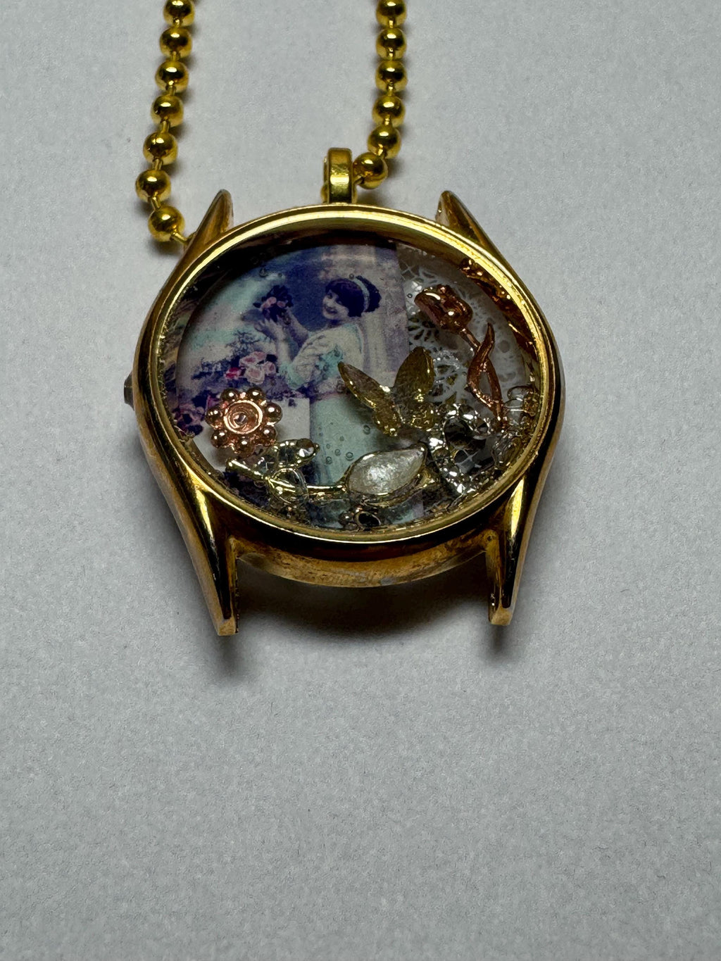 Girl in Watch Steampunk Vintage Necklace