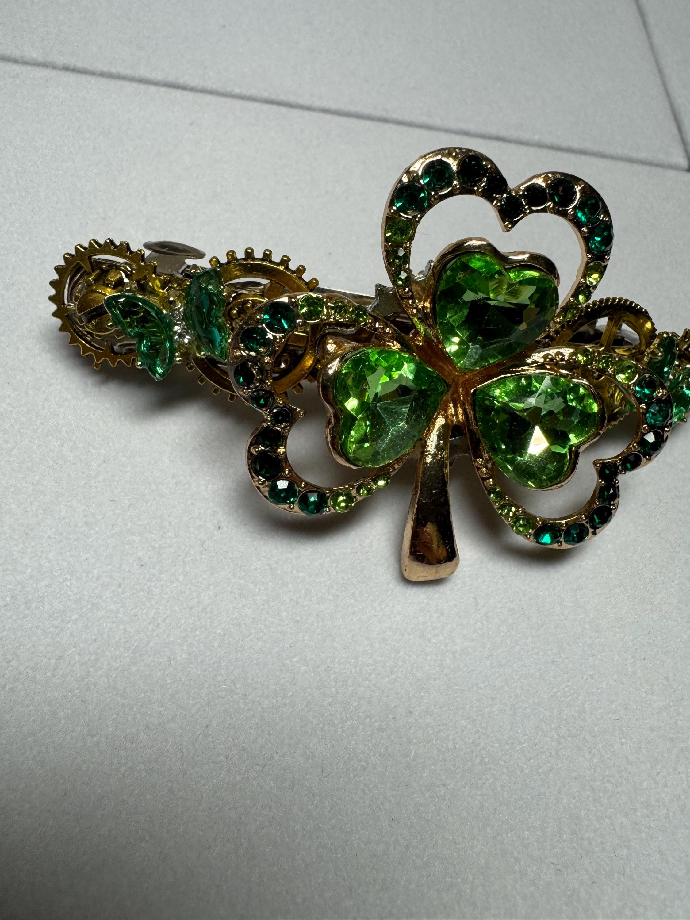 Clover three leaf Hair Barrette Metal