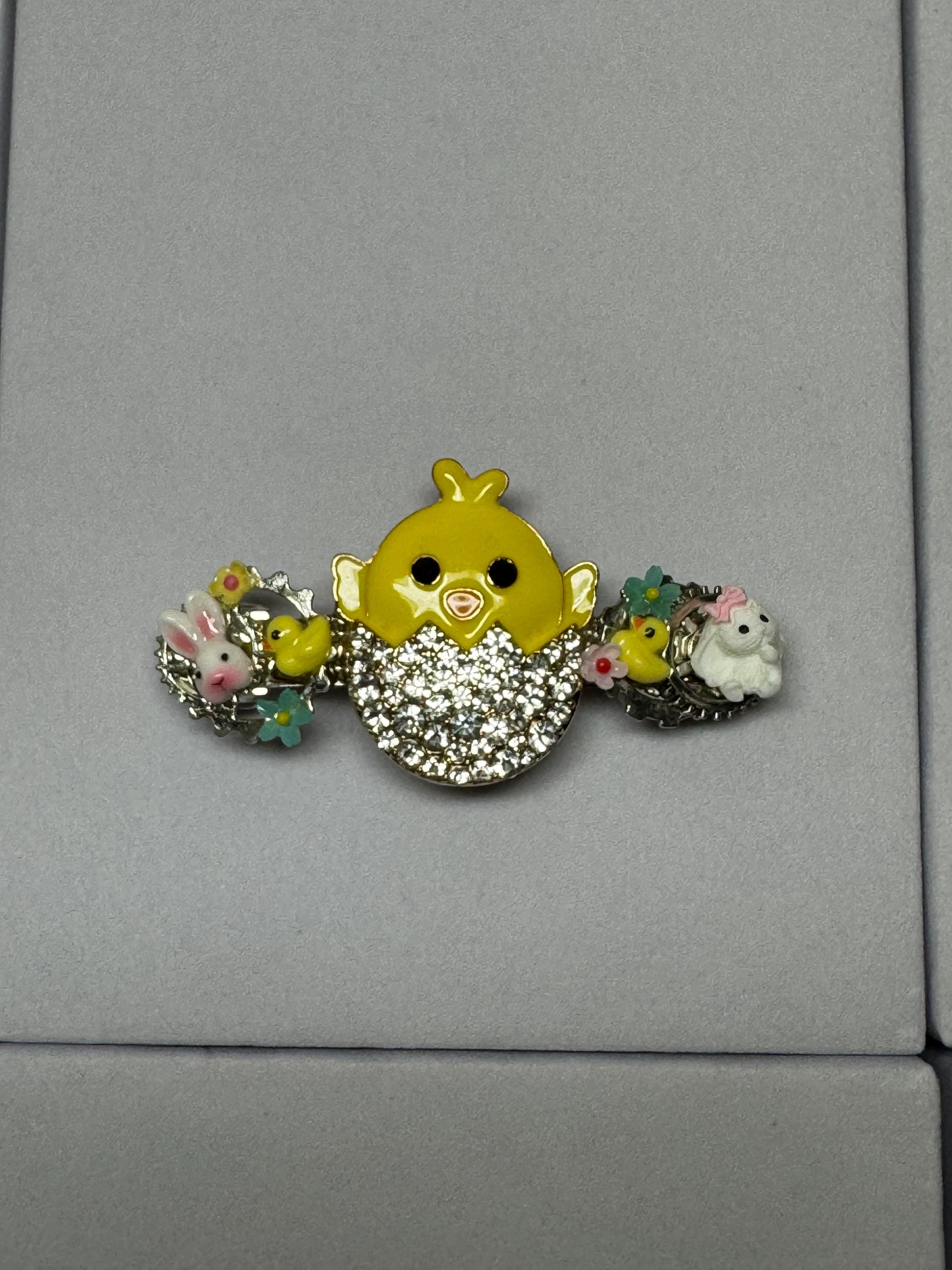 Chick in an Egg Metal Barrette