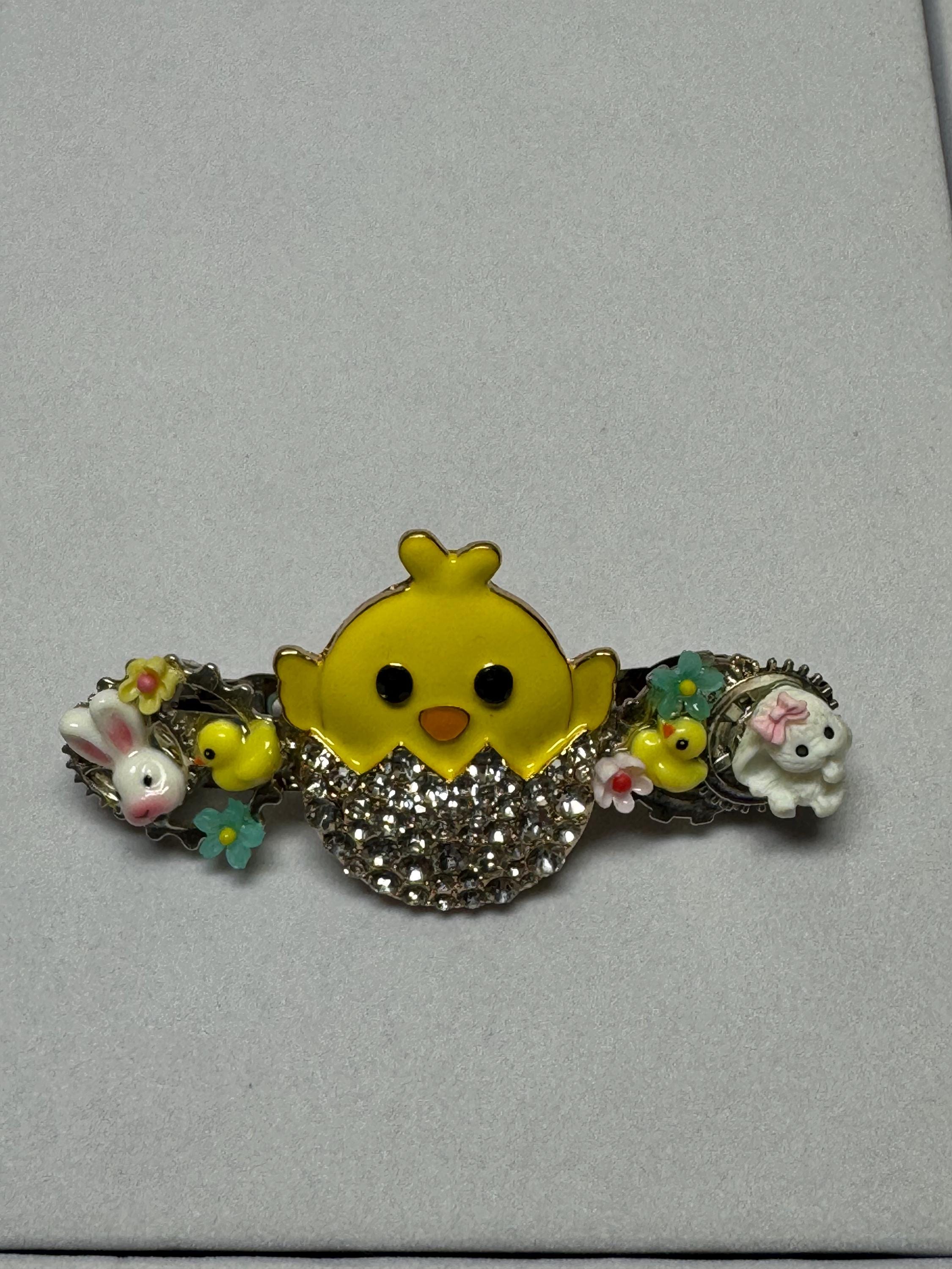 Chick in an Egg Metal Barrette