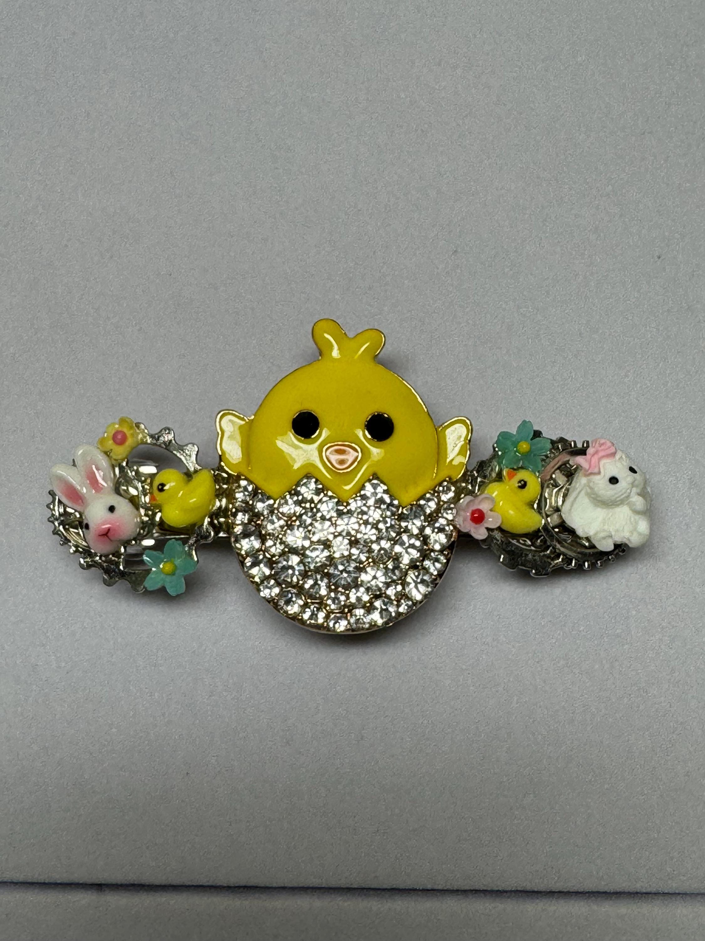 Chick in an Egg Metal Barrette