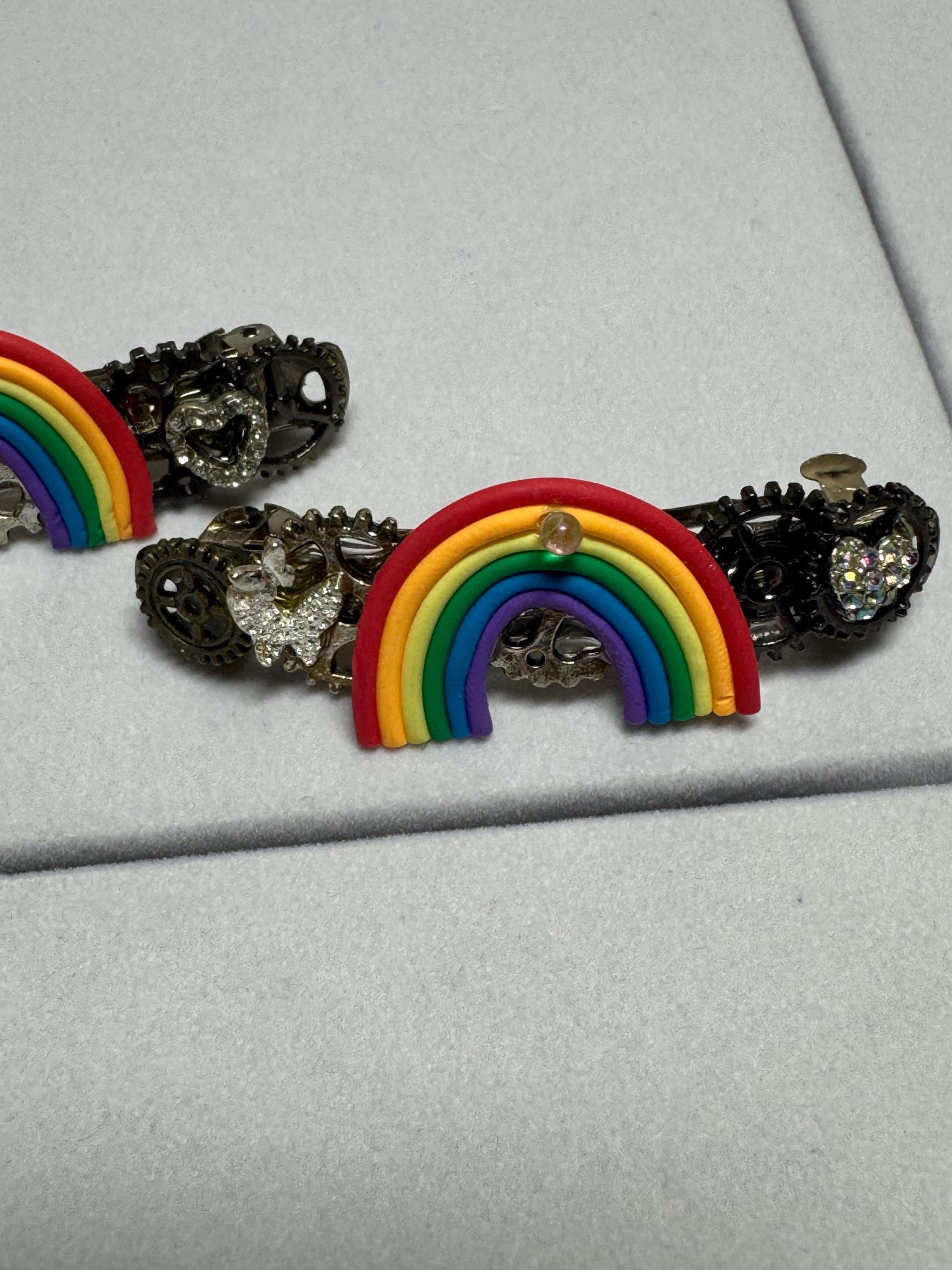 Rainbow set of Small Metal Barrettes