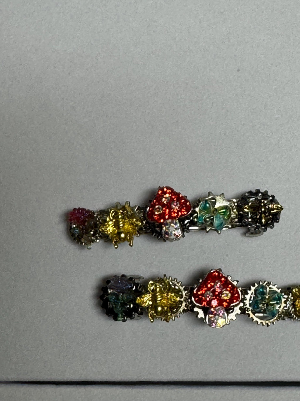 Rhinestone Mushroom Barrette Set