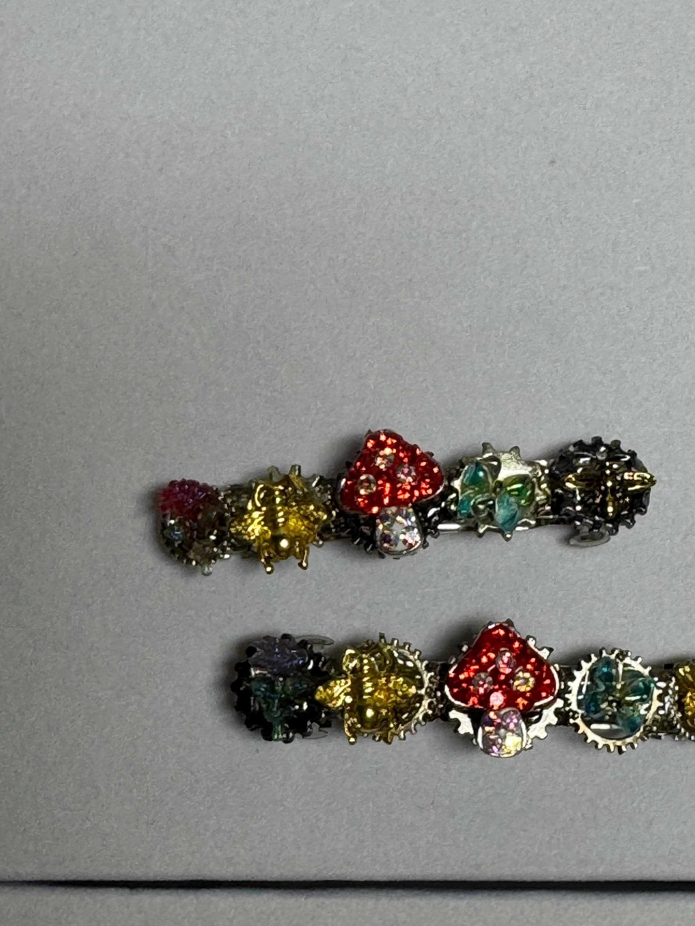 Rhinestone Mushroom Barrette Set
