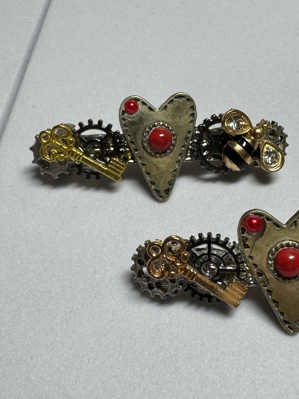 Set of Metal Heart Barrettes