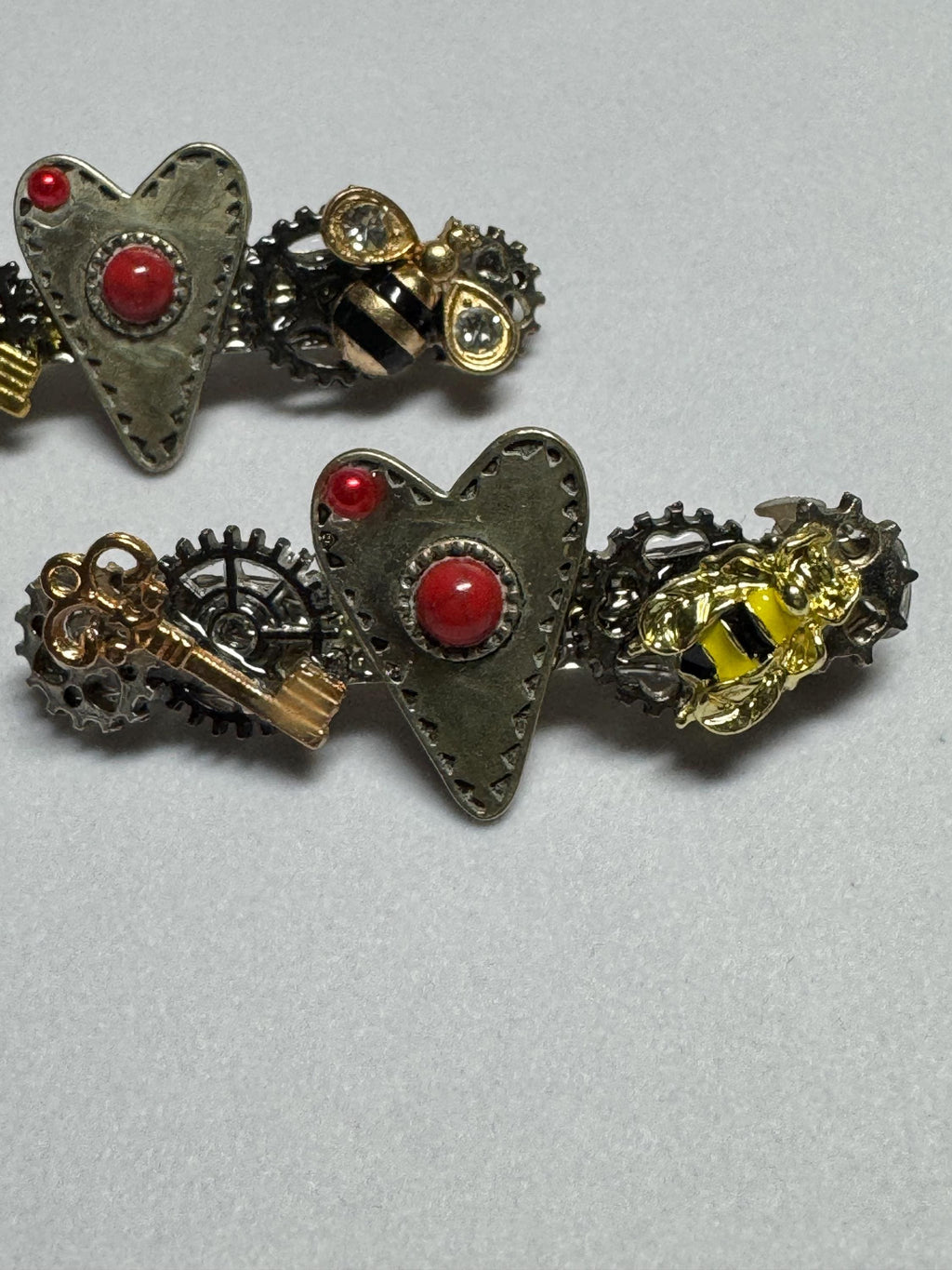 Set of Metal Heart Barrettes