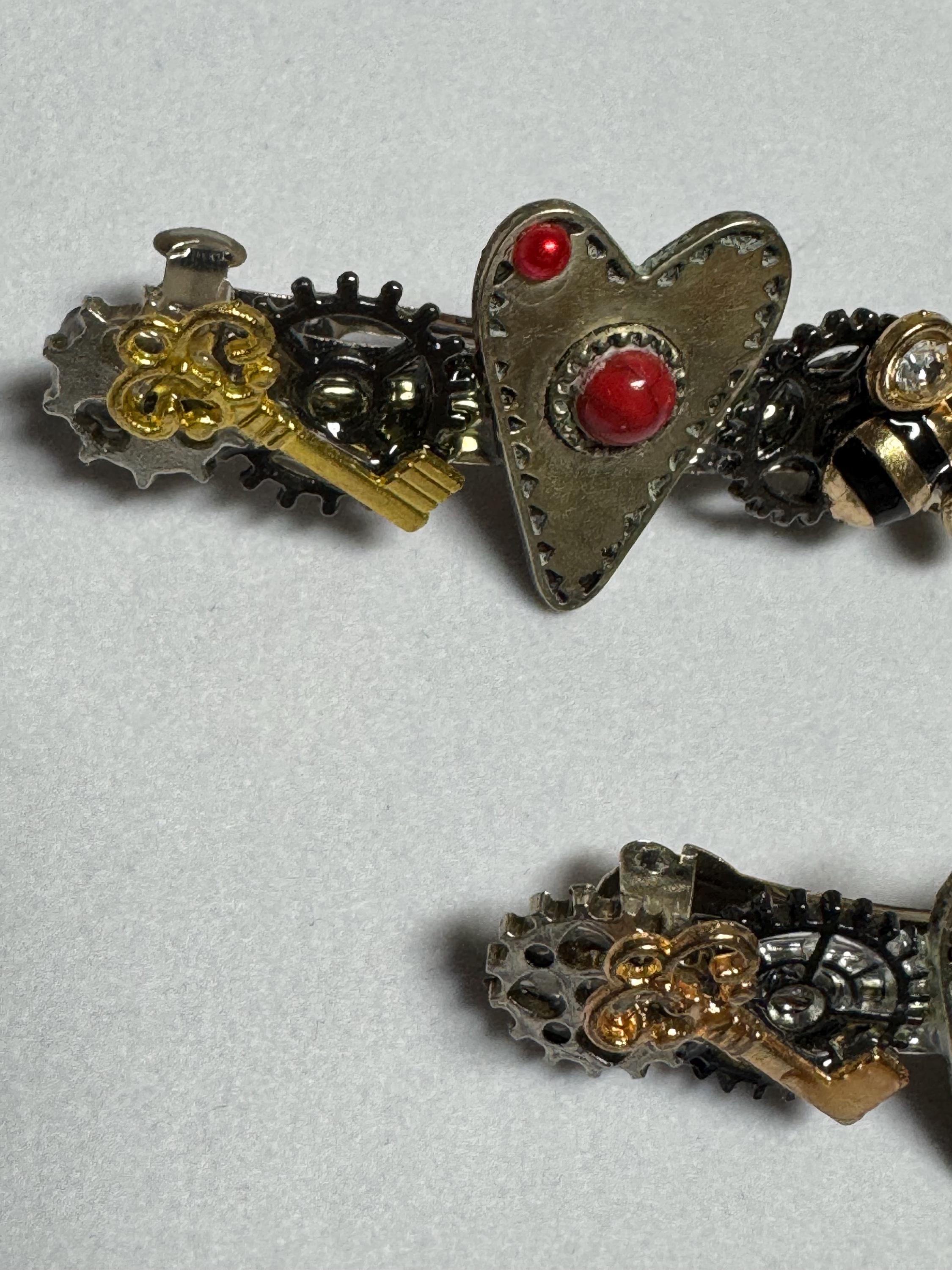 Set of Metal Heart Barrettes