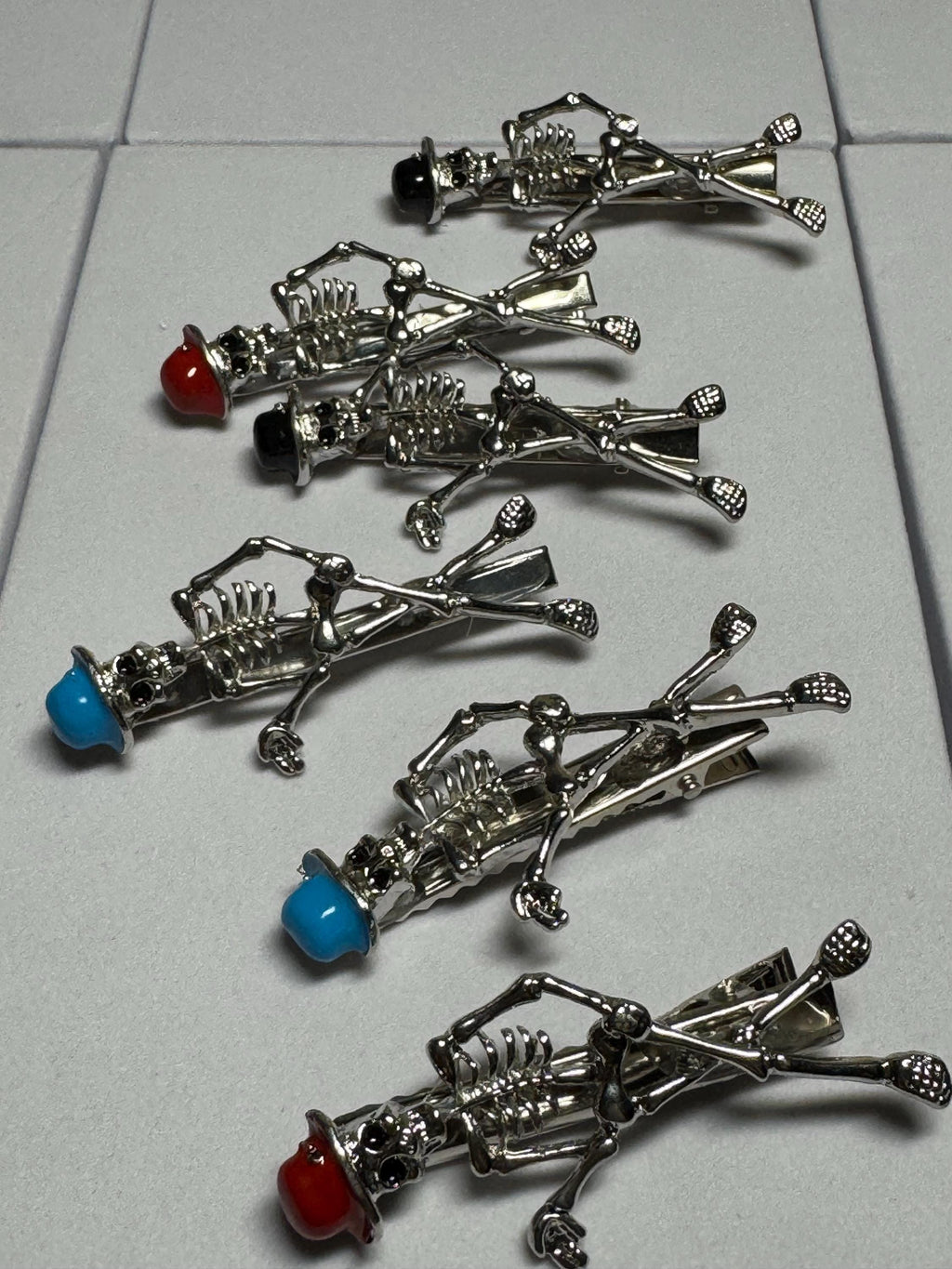 Skeleton with Top Hat Hair clip Barrette