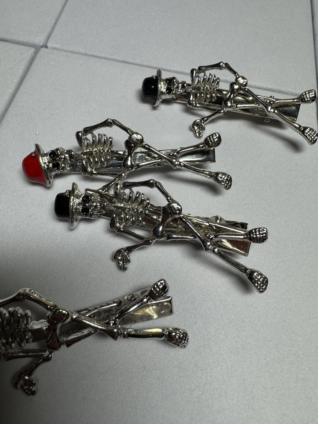 Skeleton with Top Hat Hair clip Barrette