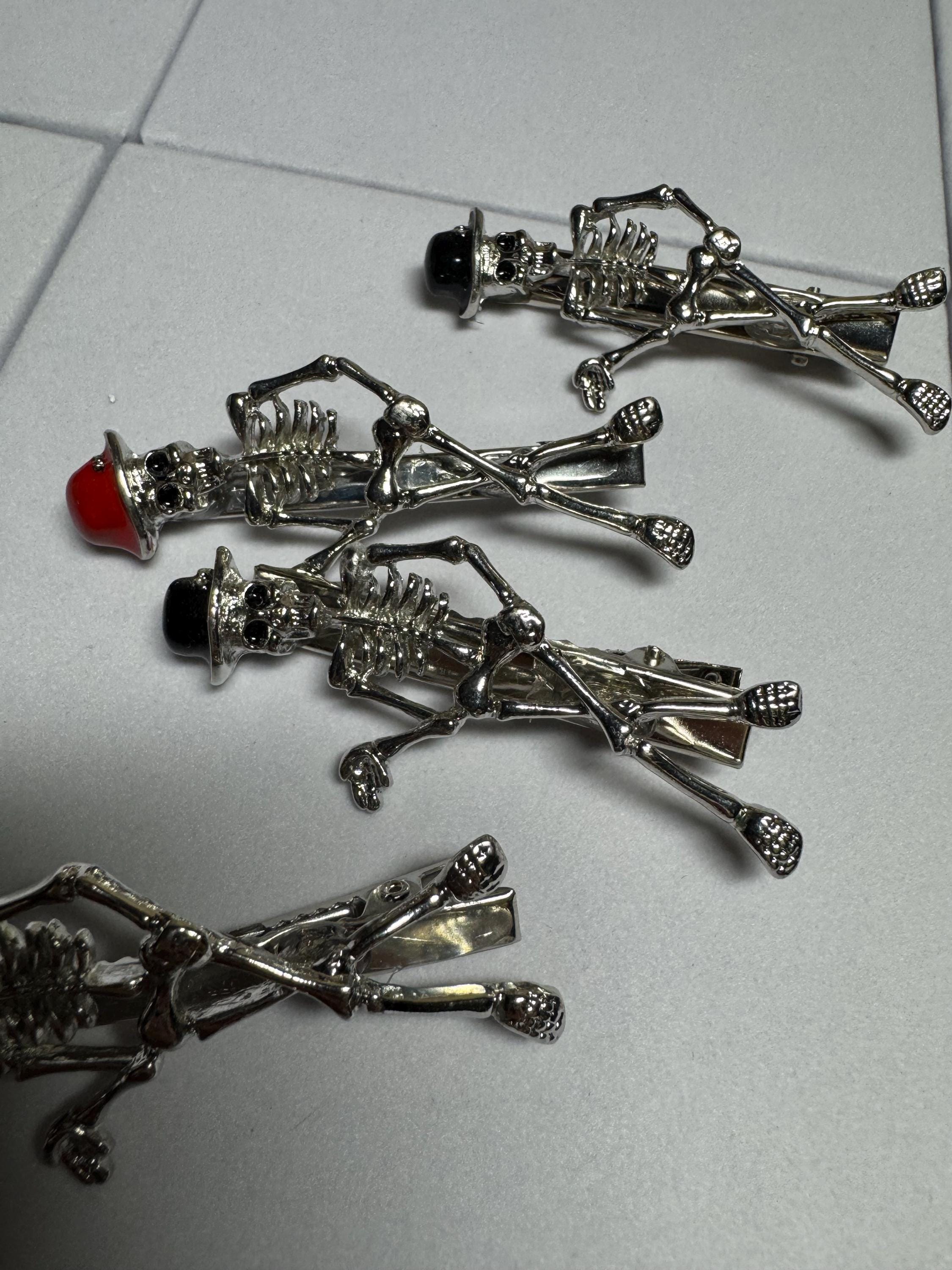 Skeleton with Top Hat Hair clip Barrette