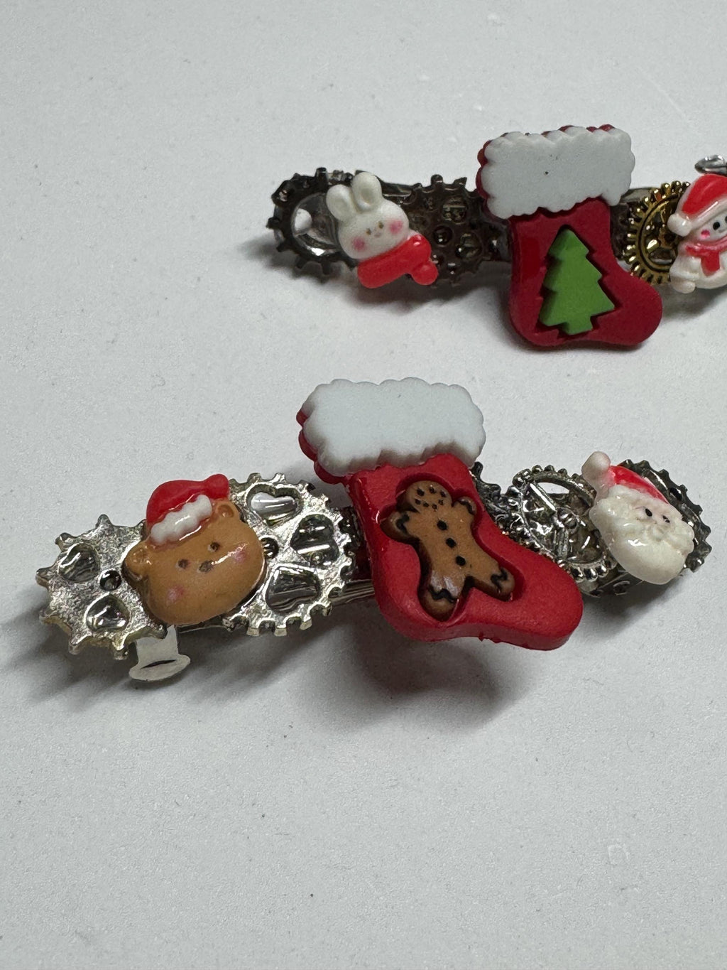 Christmas Stocking Steampunk Metal Barrette Sets
