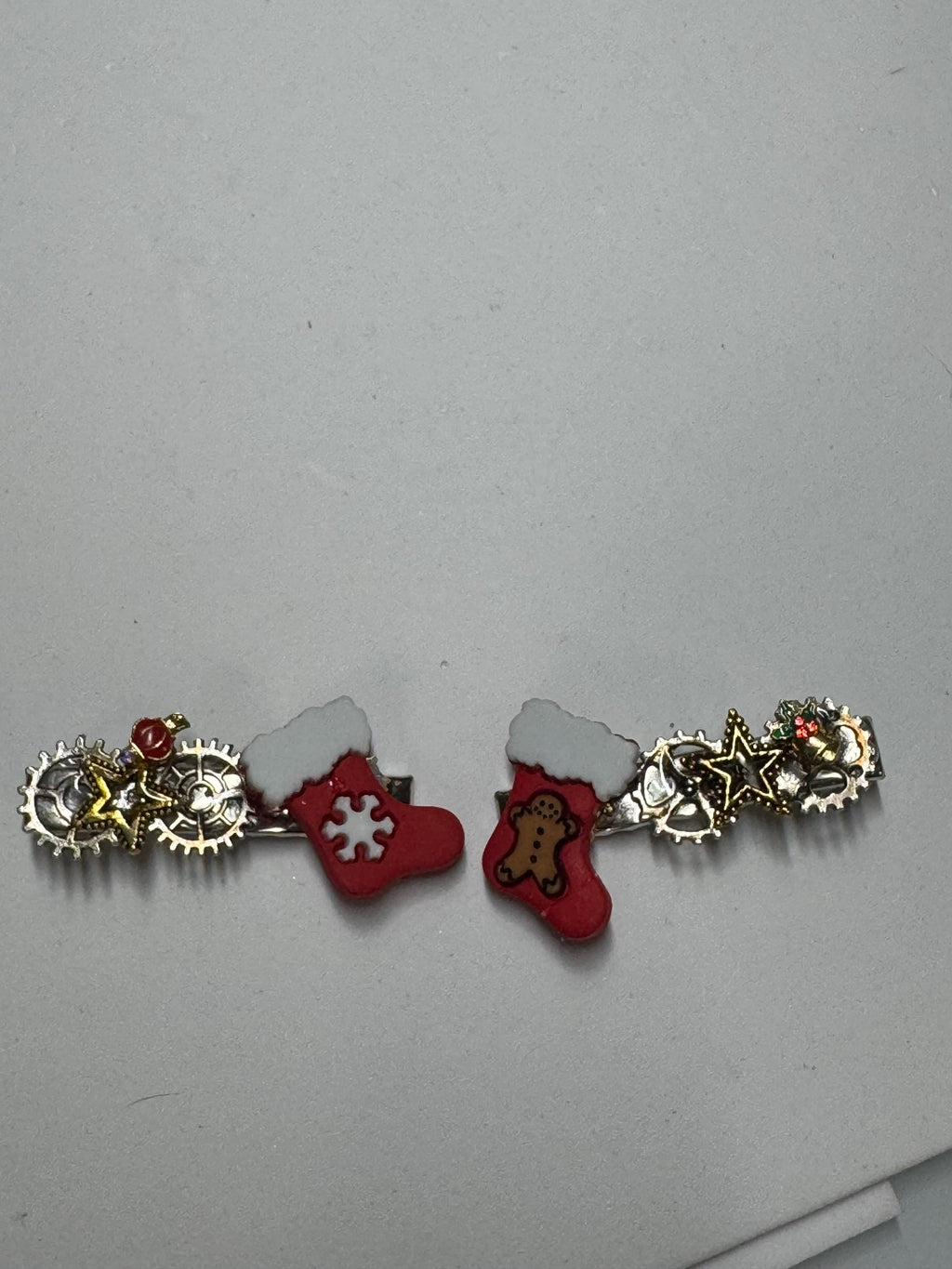 Christmas Stocking Steampunk Metal Barrette Sets