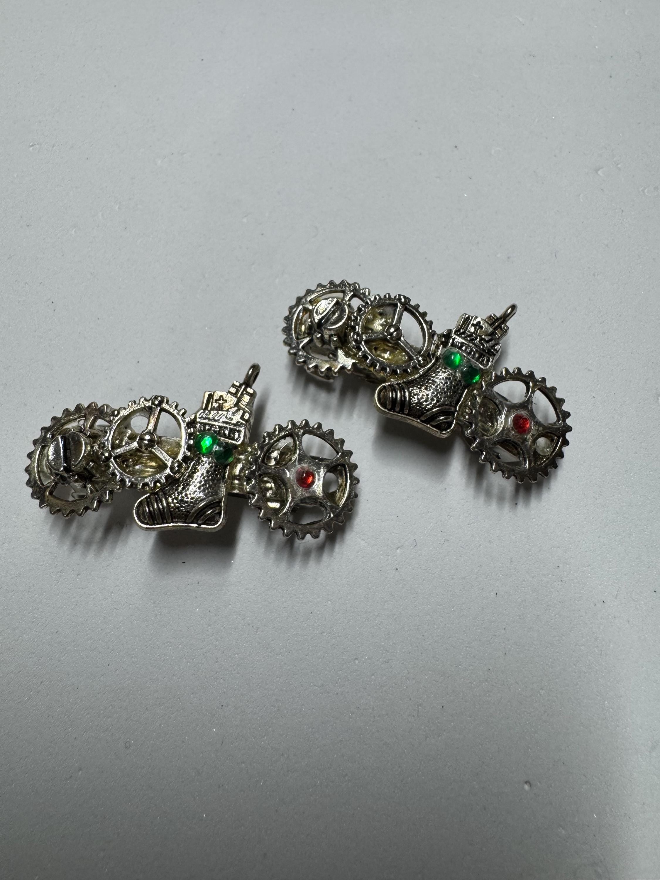 Christmas Stocking Steampunk Metal Barrette Sets