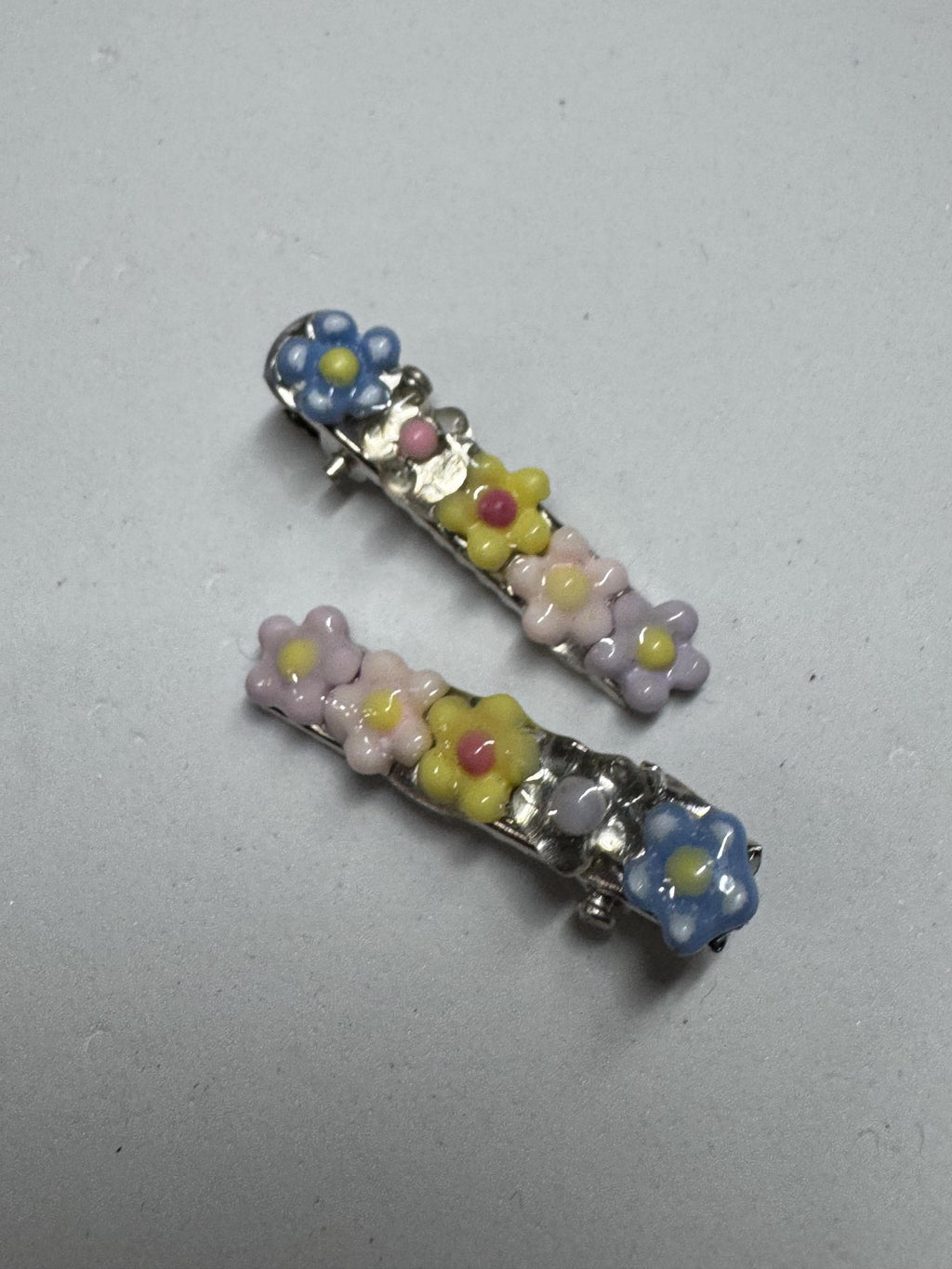 Flower and Resin Hair Clips