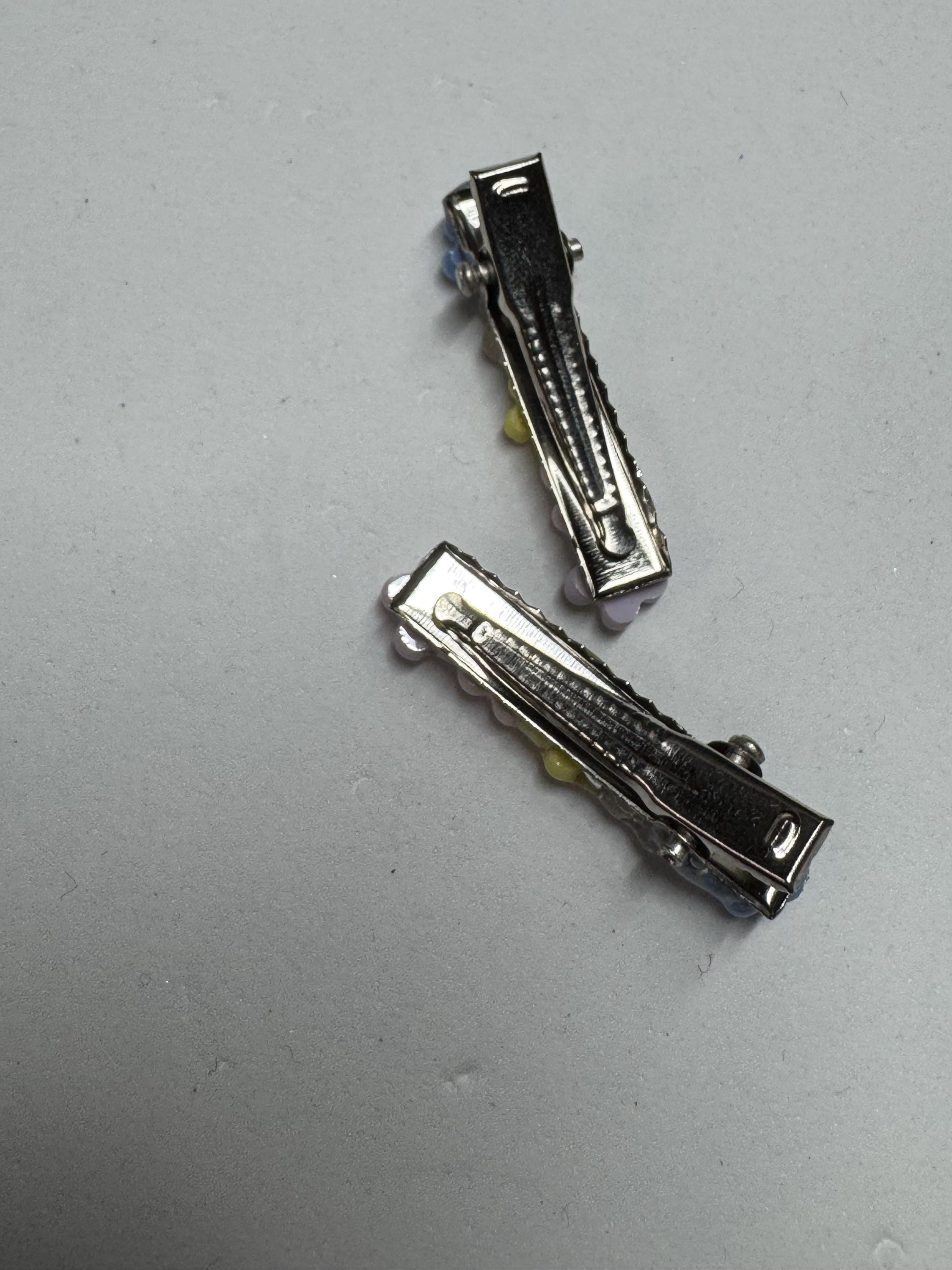 Flower and Resin Hair Clips