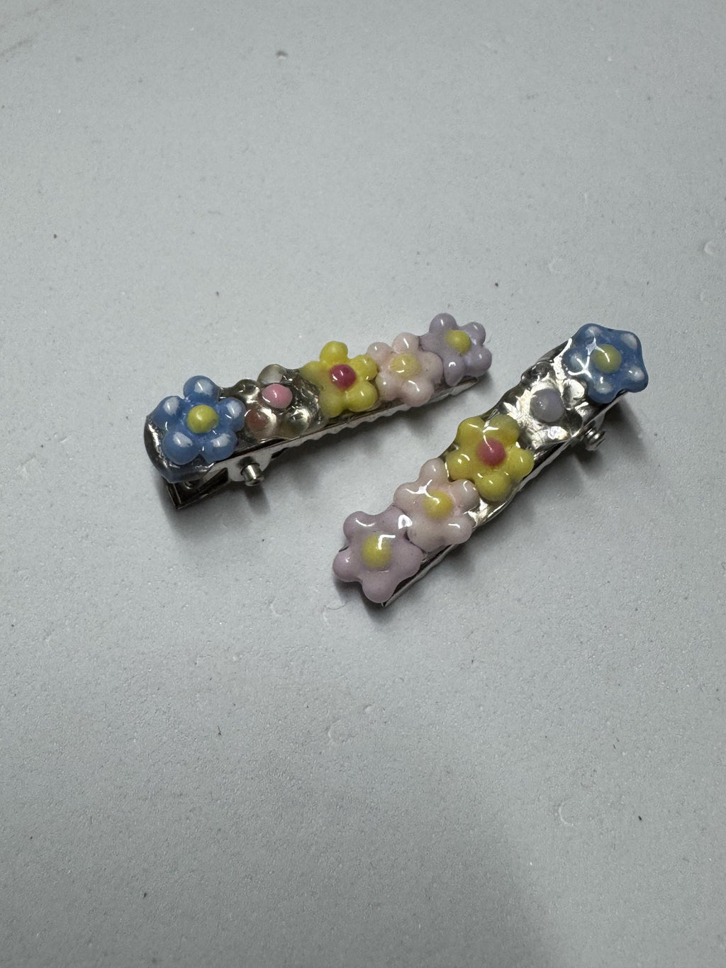 Flower and Resin Hair Clips