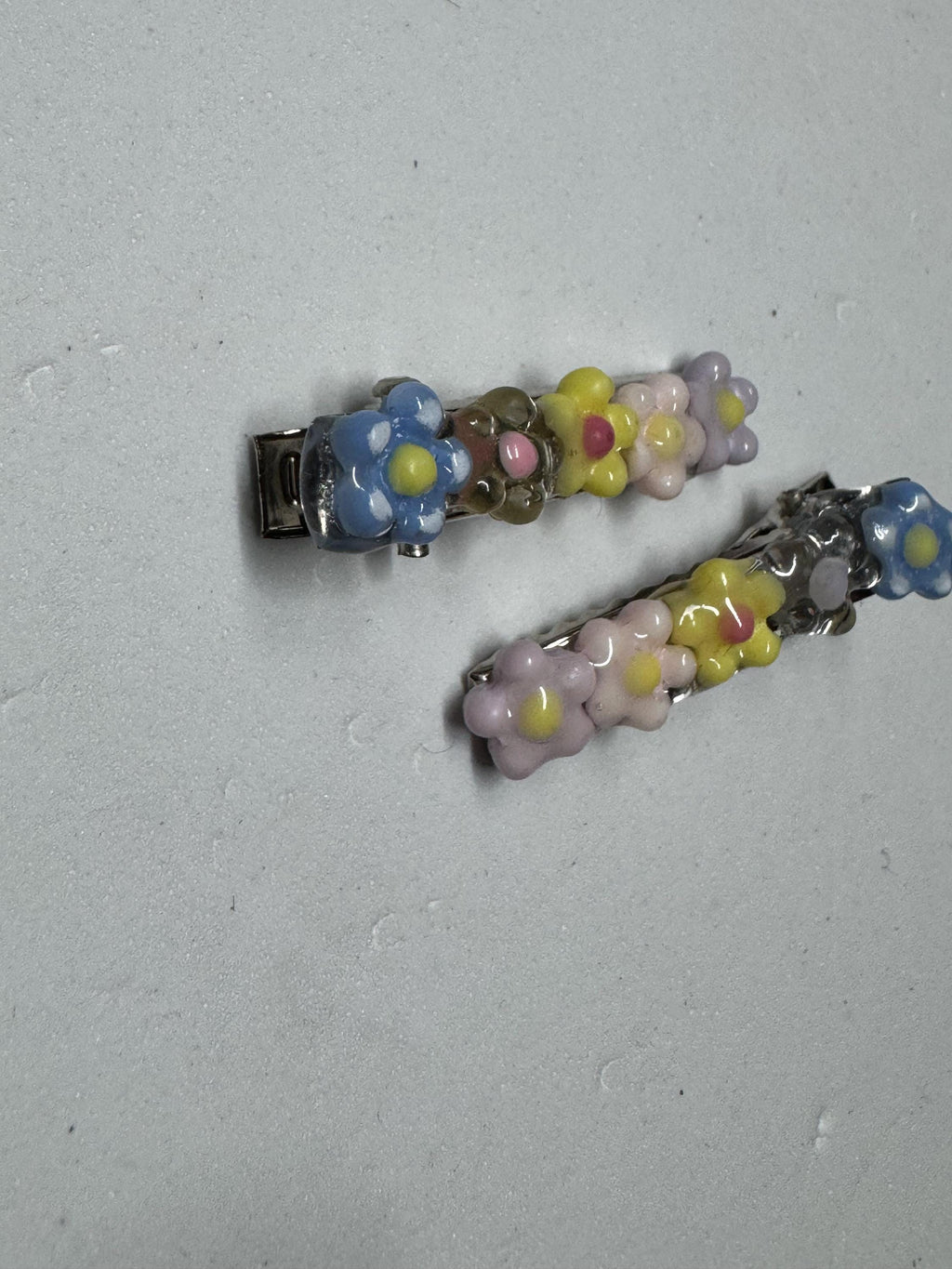 Flower and Resin Hair Clips