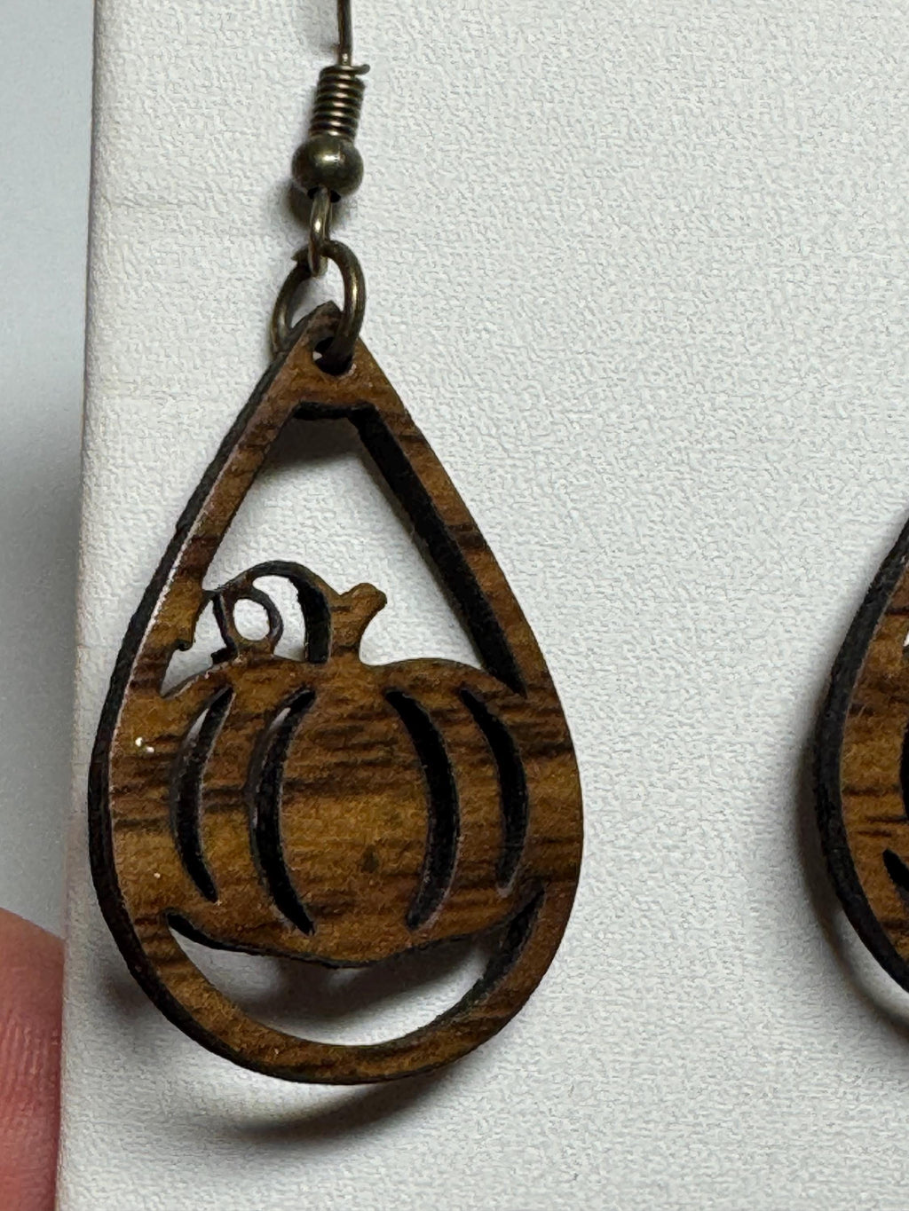 Fall Wooden Teardrop Earrings