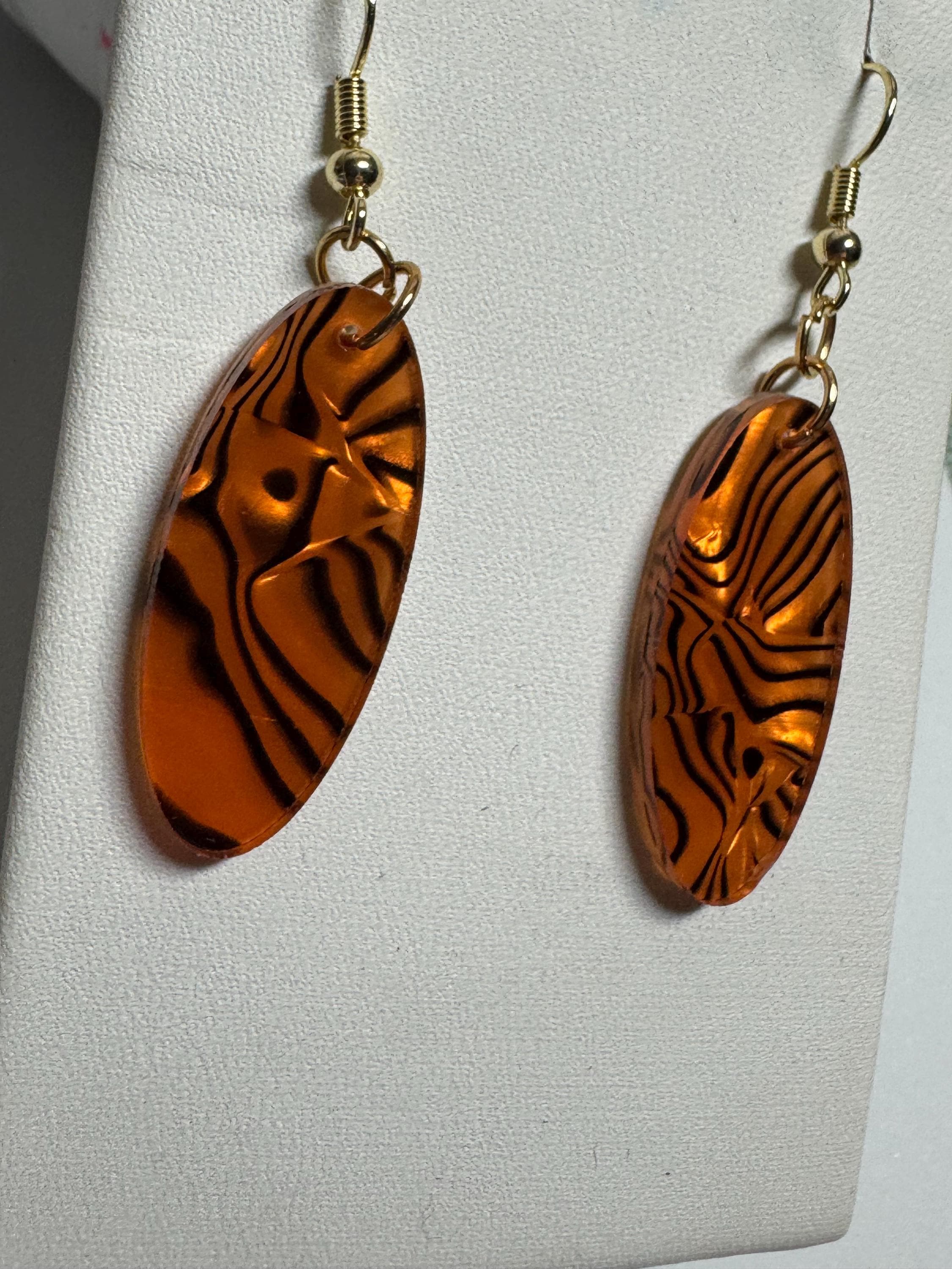 Oval Drop Earrings Abalone and Acrylic