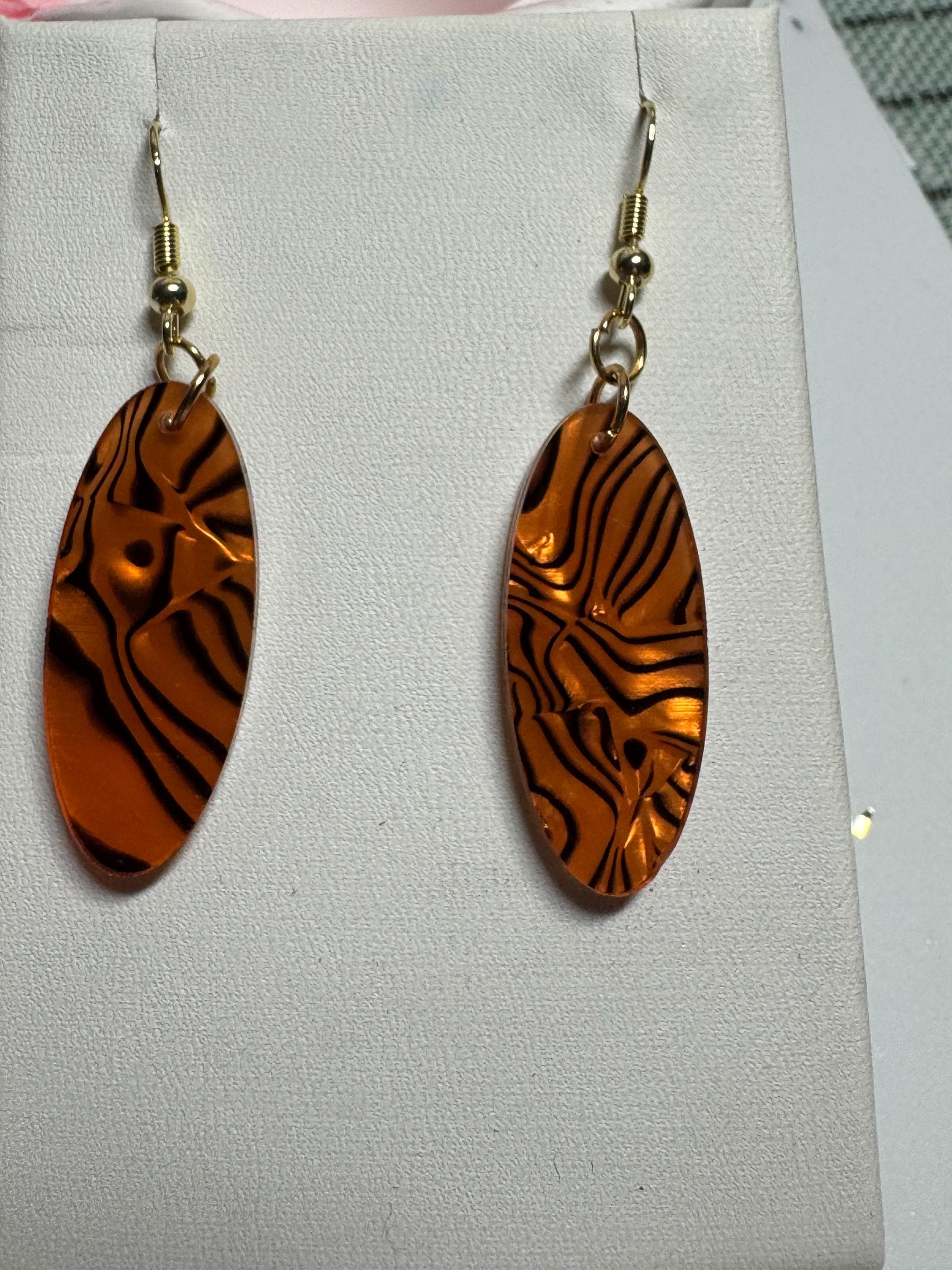 Oval Drop Earrings Abalone and Acrylic