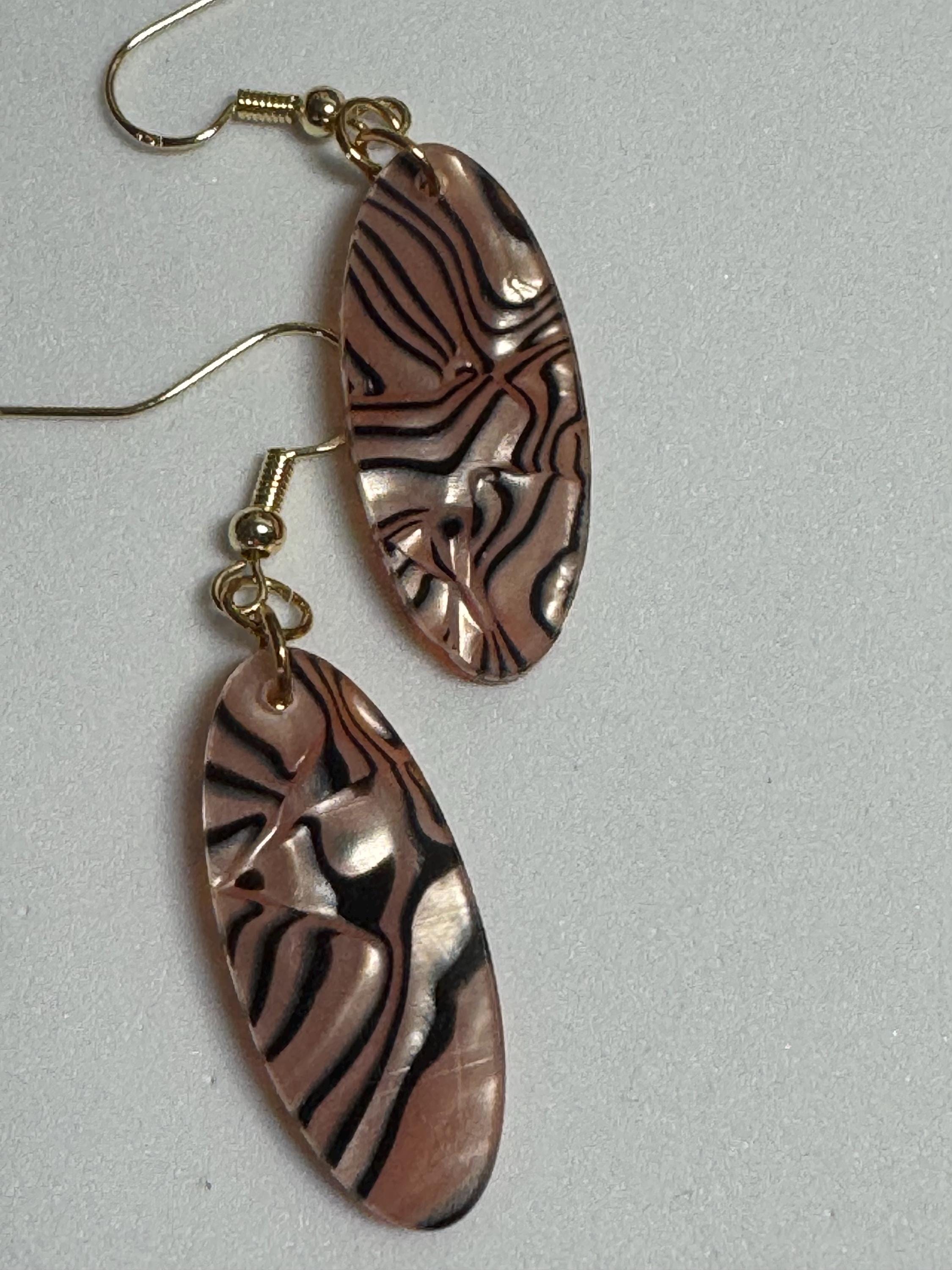 Oval Drop Earrings Abalone and Acrylic