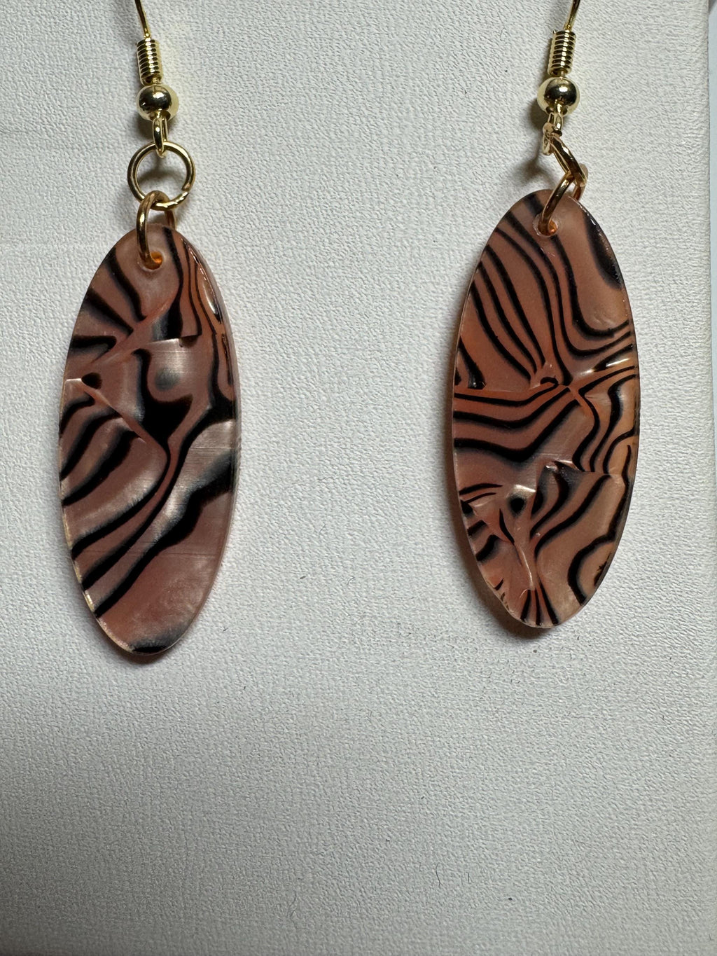 Oval Drop Earrings Abalone and Acrylic