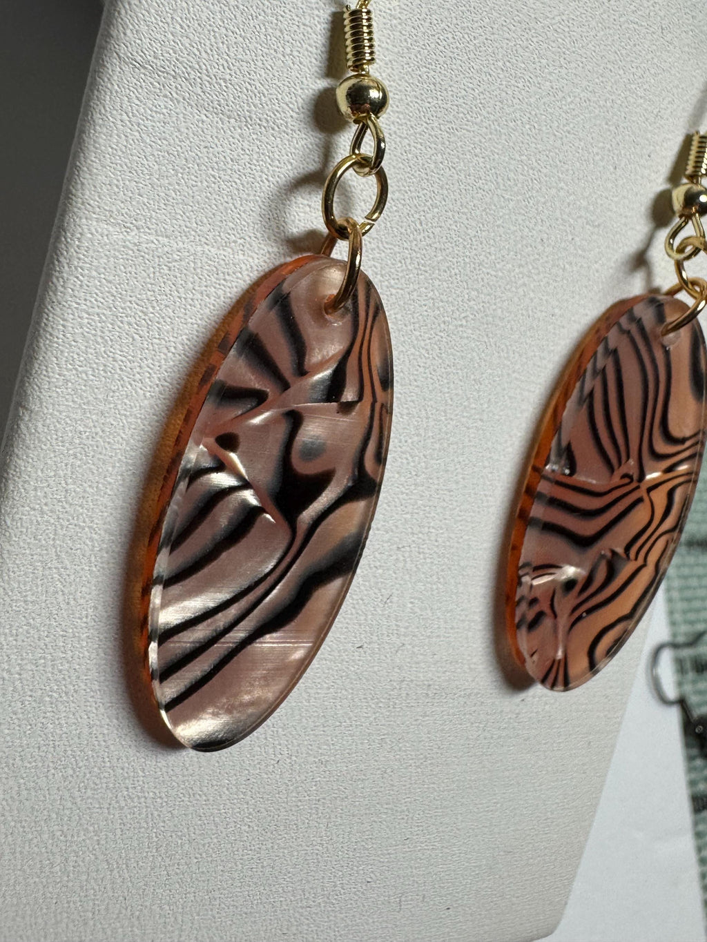 Oval Drop Earrings Abalone and Acrylic