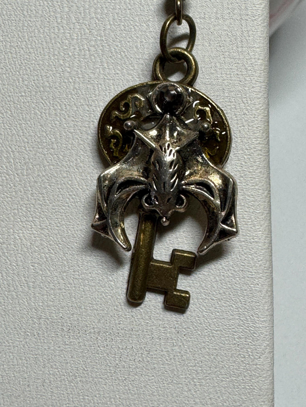 Metal Bat Earrings with Skeleton Key and Skull Earrings