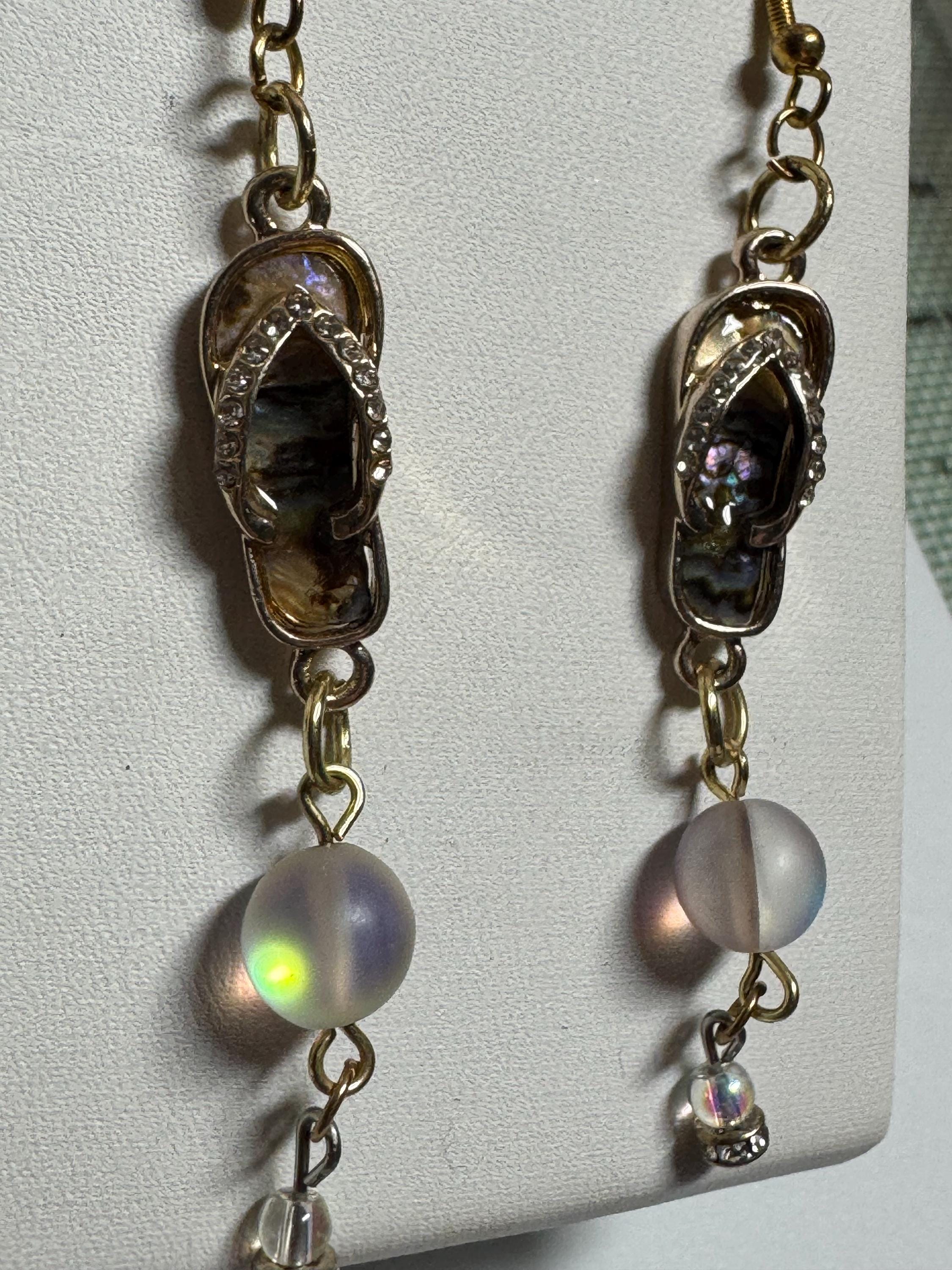 Beachy Dangle Sandle earrings with beads