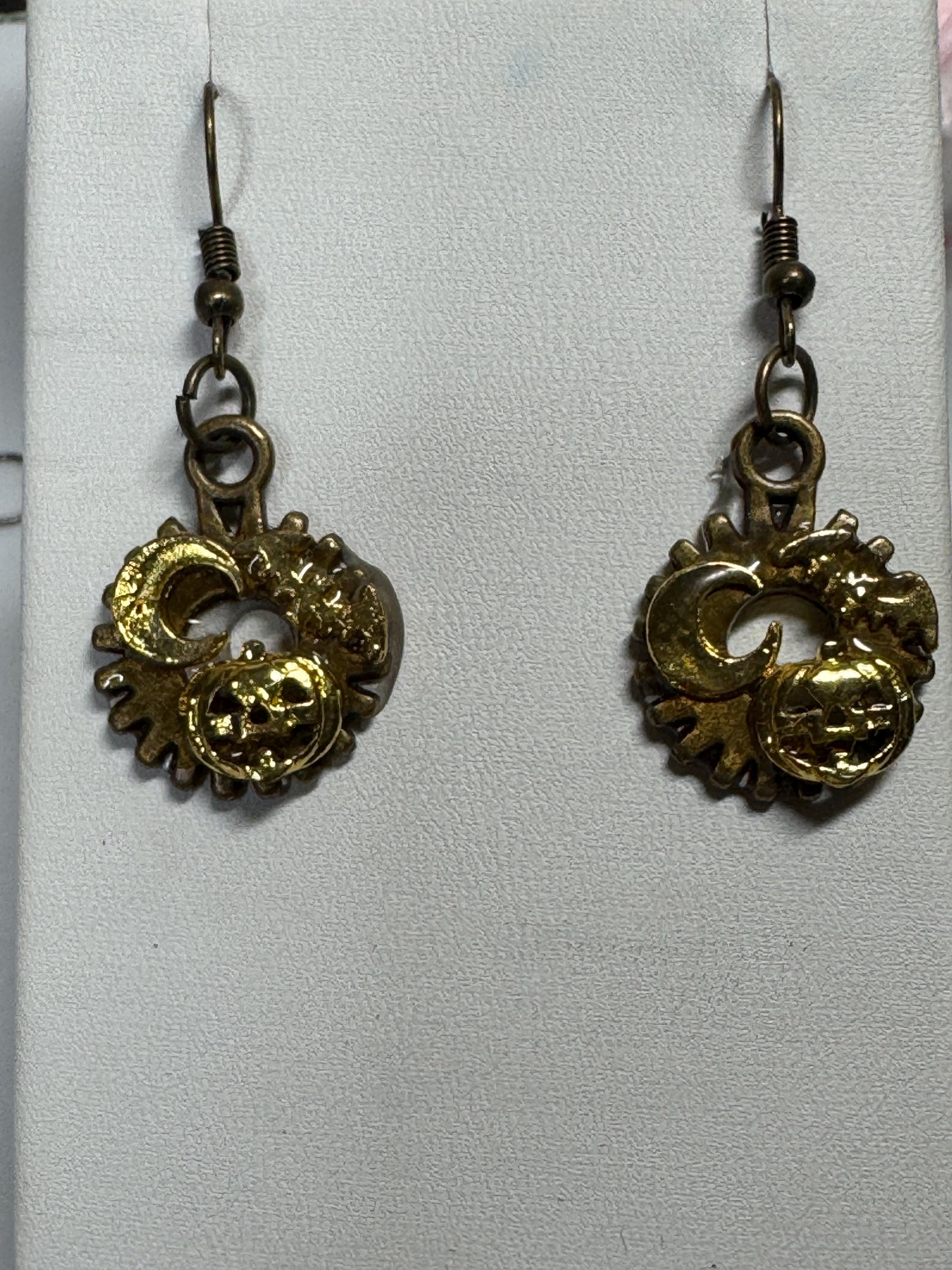 Halloween Steampunk Inspired Earrings Haunted House Jack-O-lantern