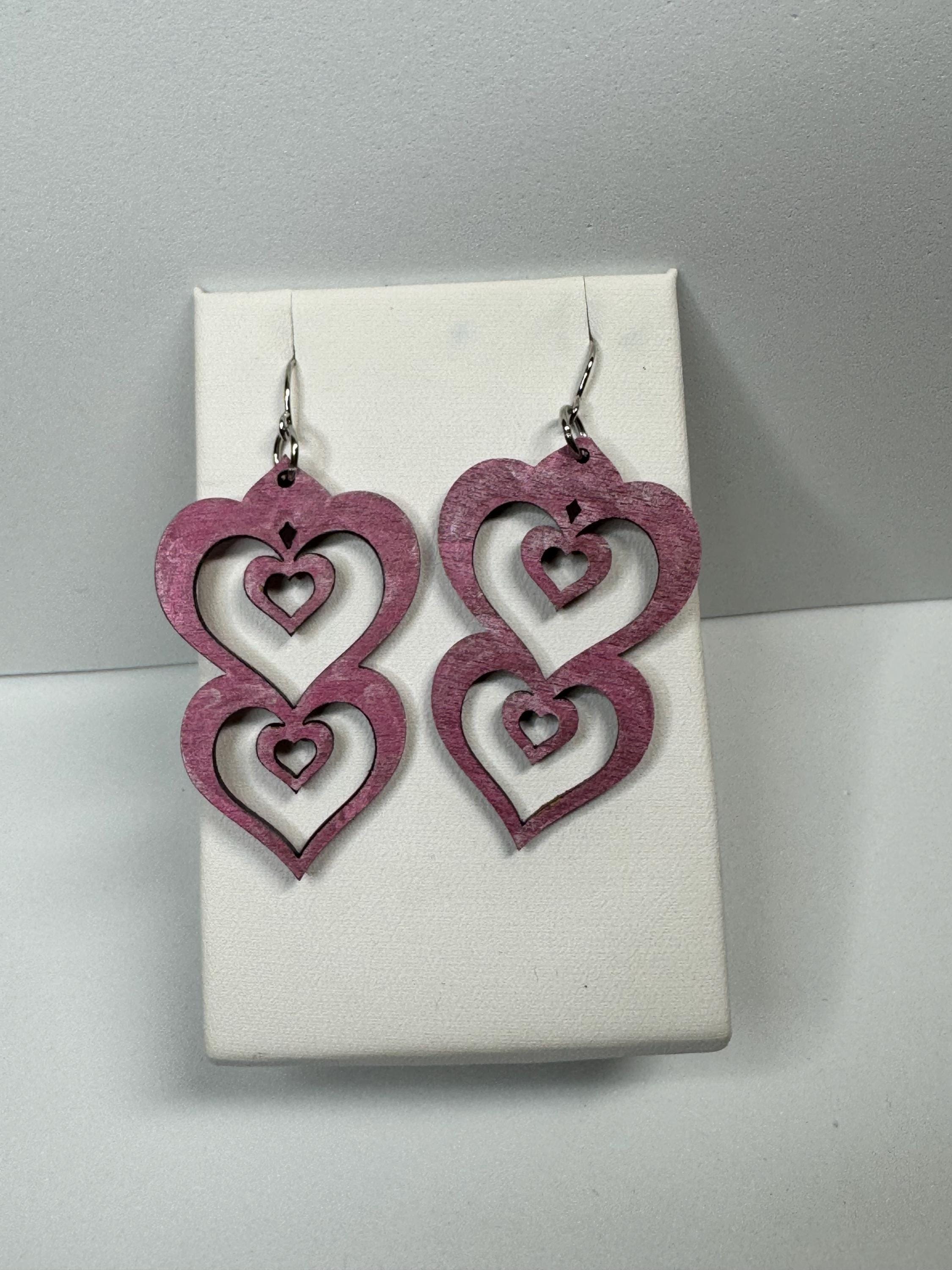 Wooden Heart Earrings