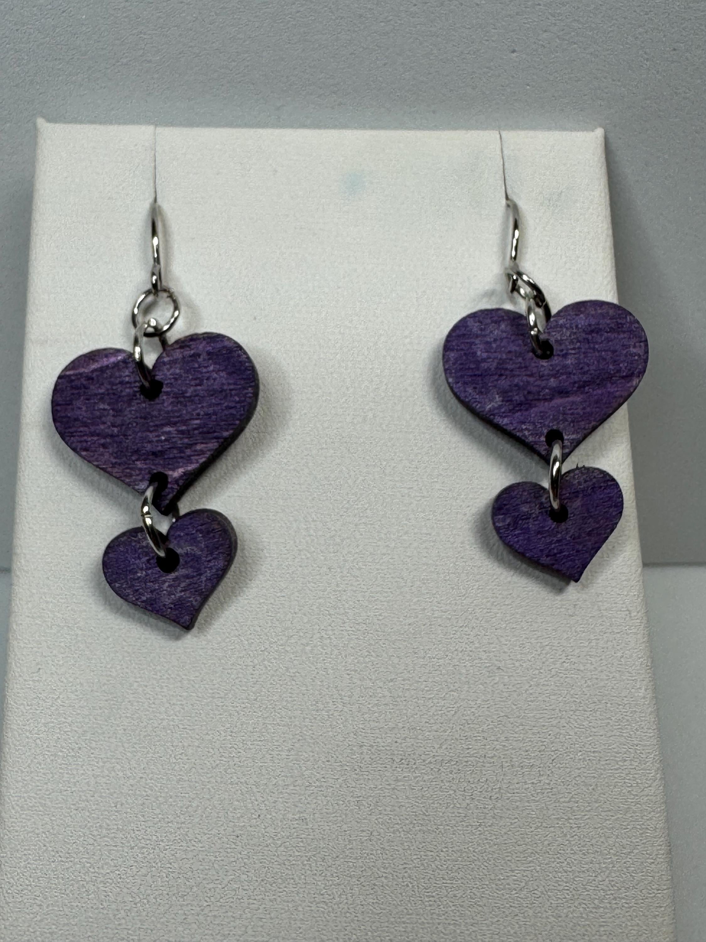 Wooden Heart Earrings