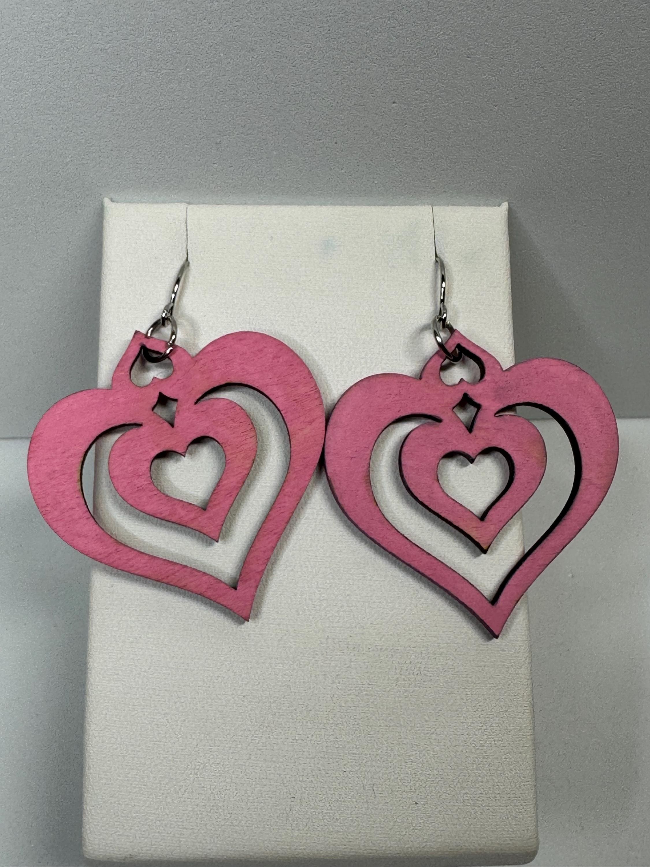 Wooden Heart Earrings