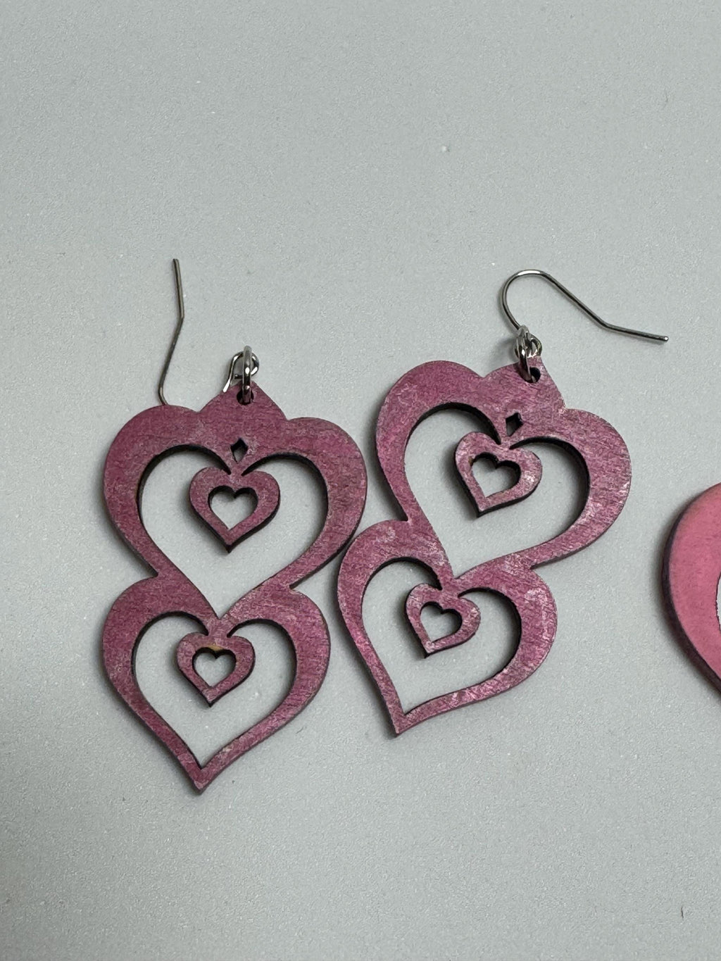 Wooden Heart Earrings