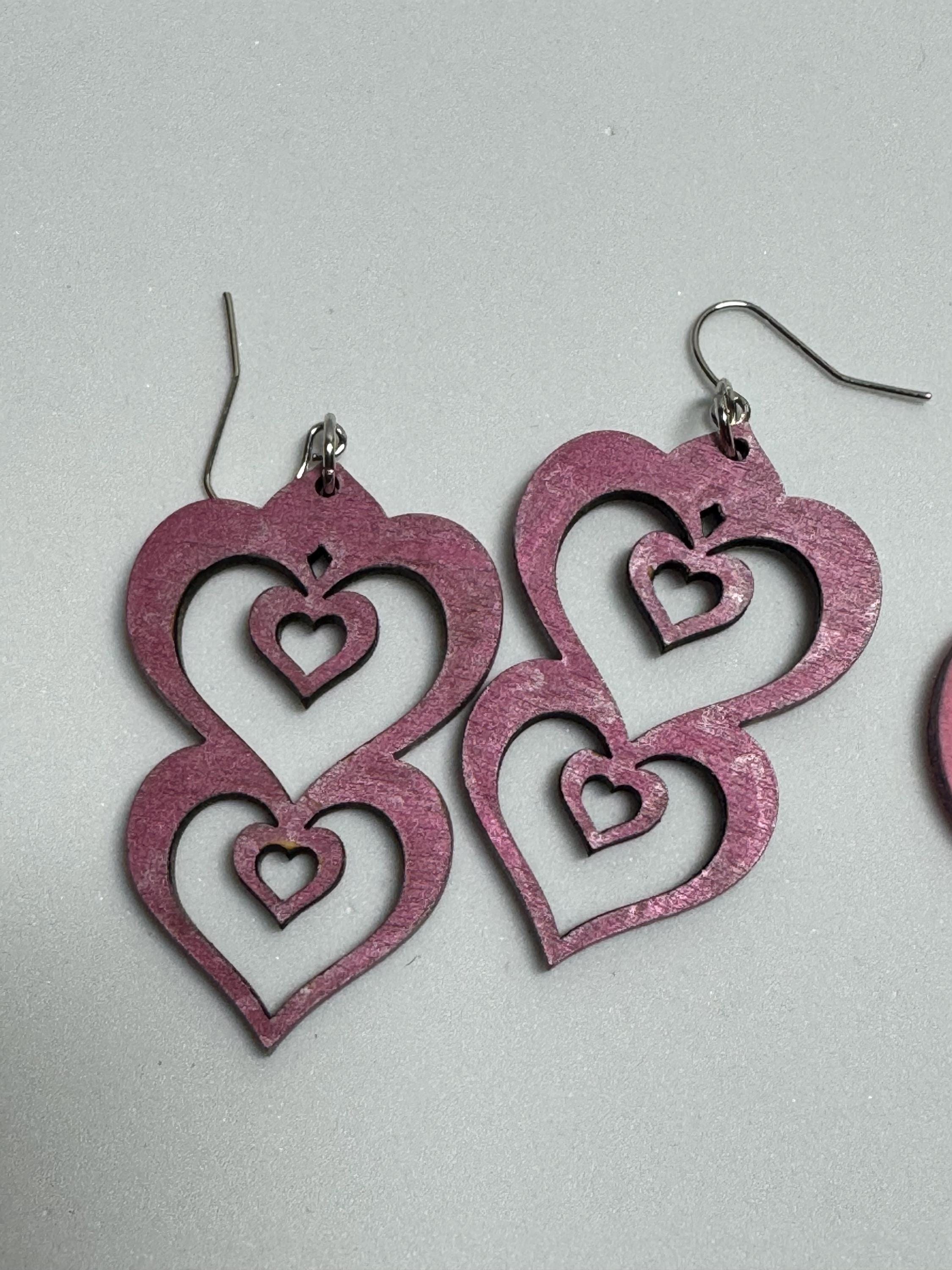 Wooden Heart Earrings