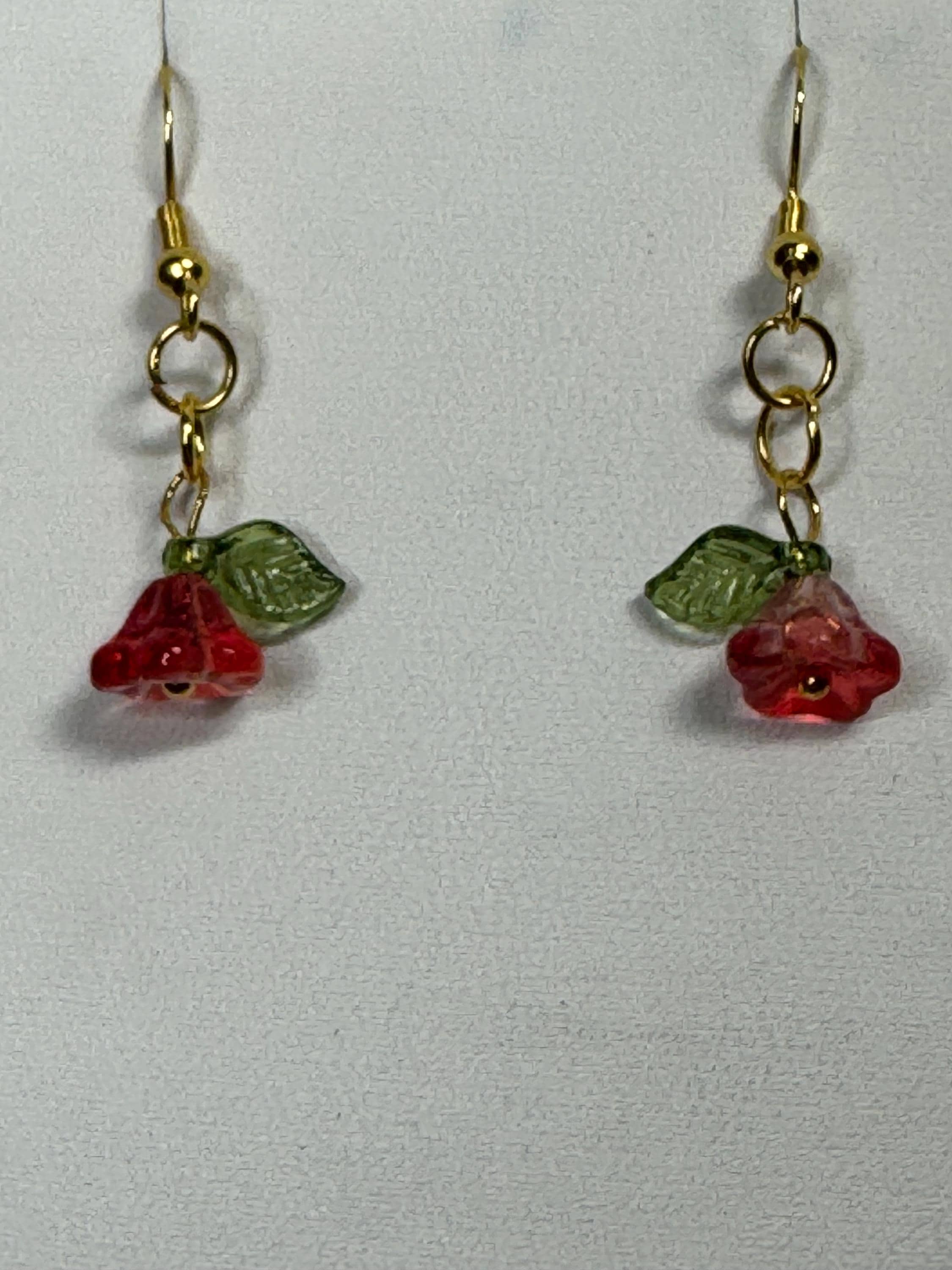 Beaded Flower Dangle Earrings
