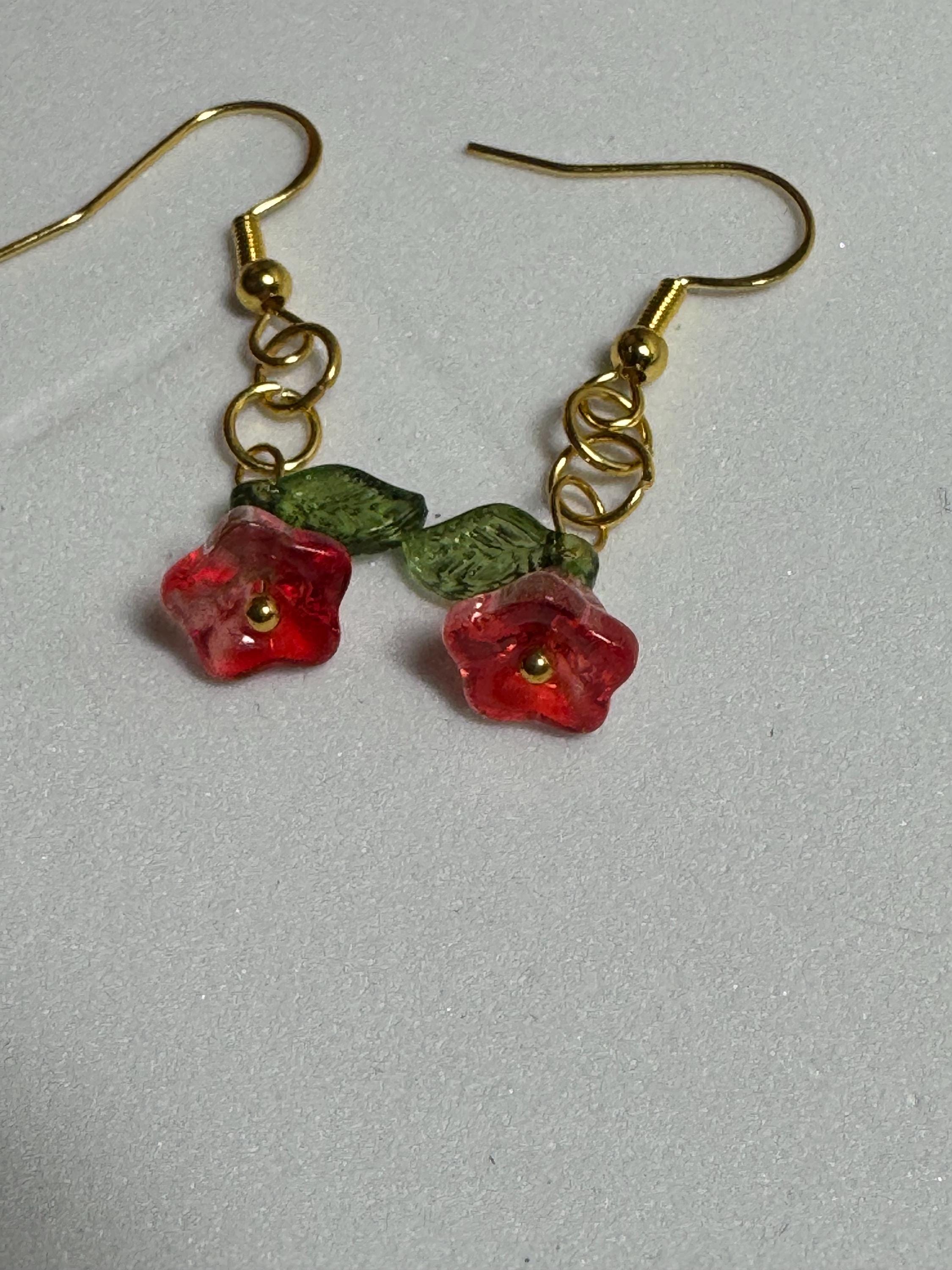 Beaded Flower Dangle Earrings