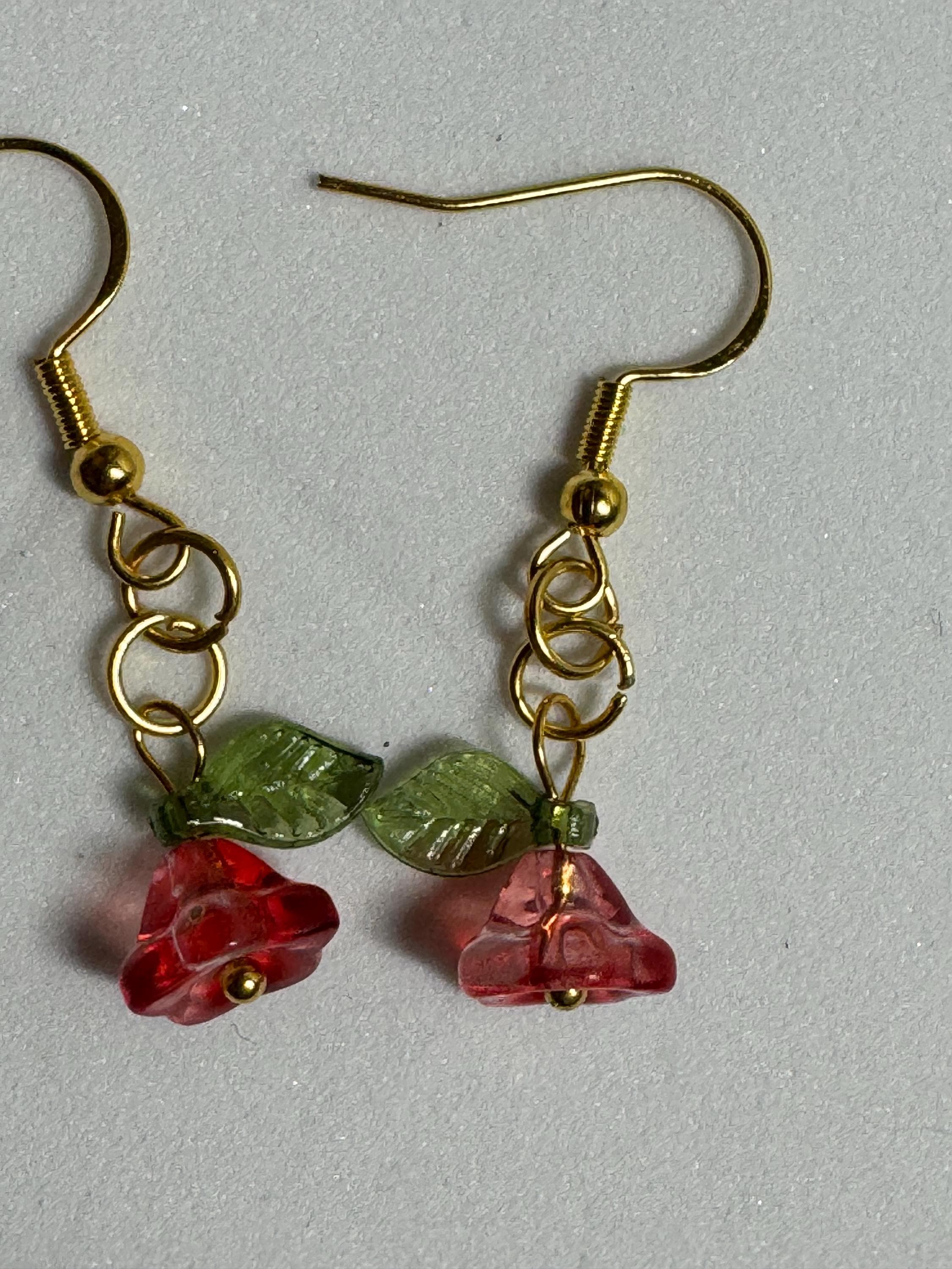 Beaded Flower Dangle Earrings