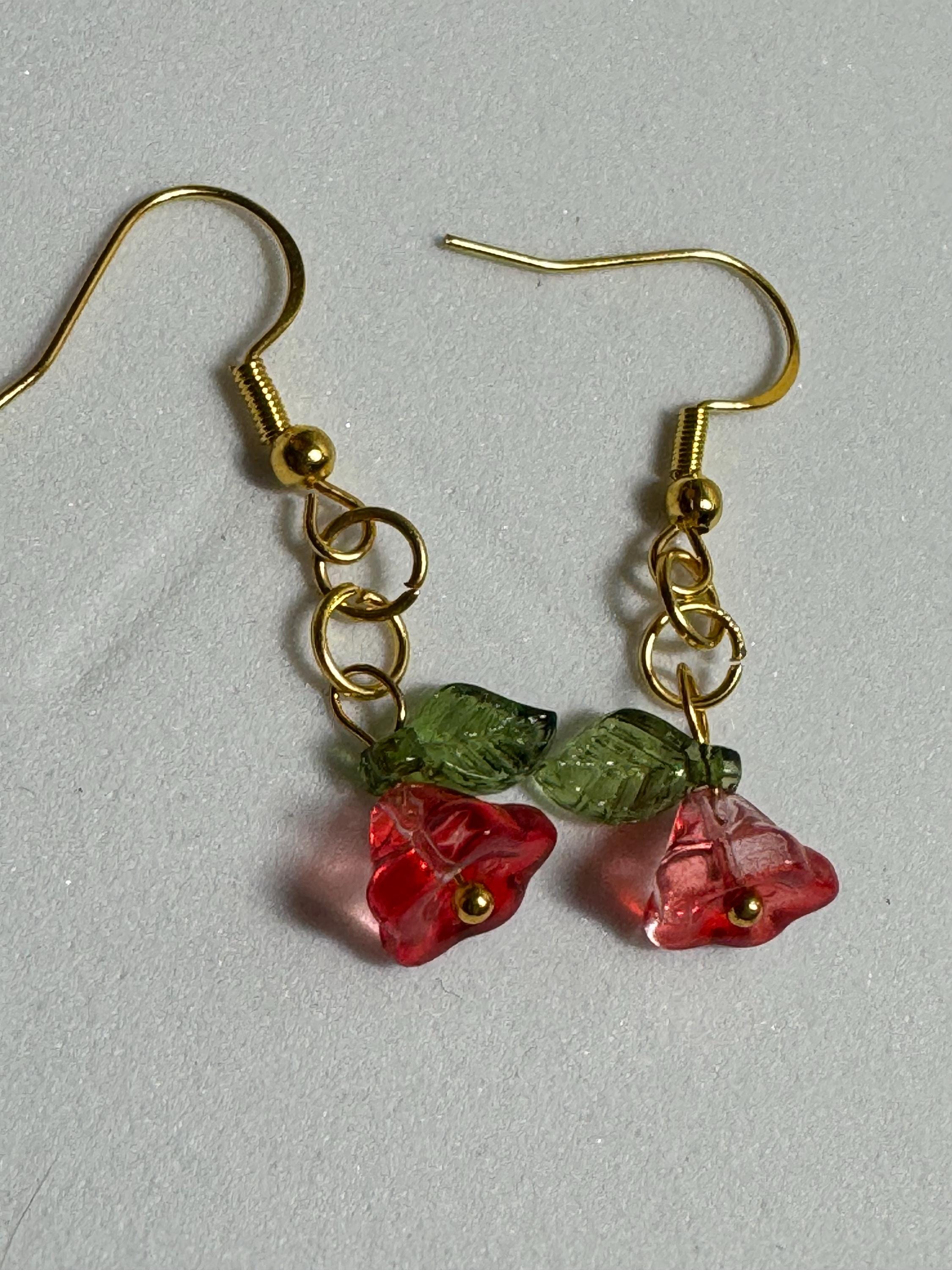 Beaded Flower Dangle Earrings
