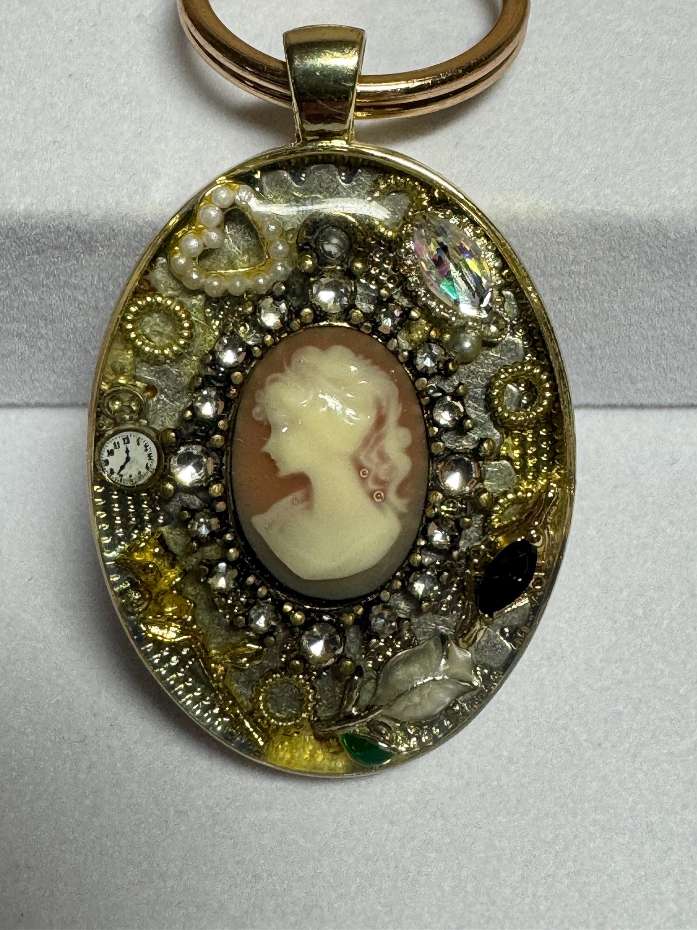 Lady Cameo Oval Keychain