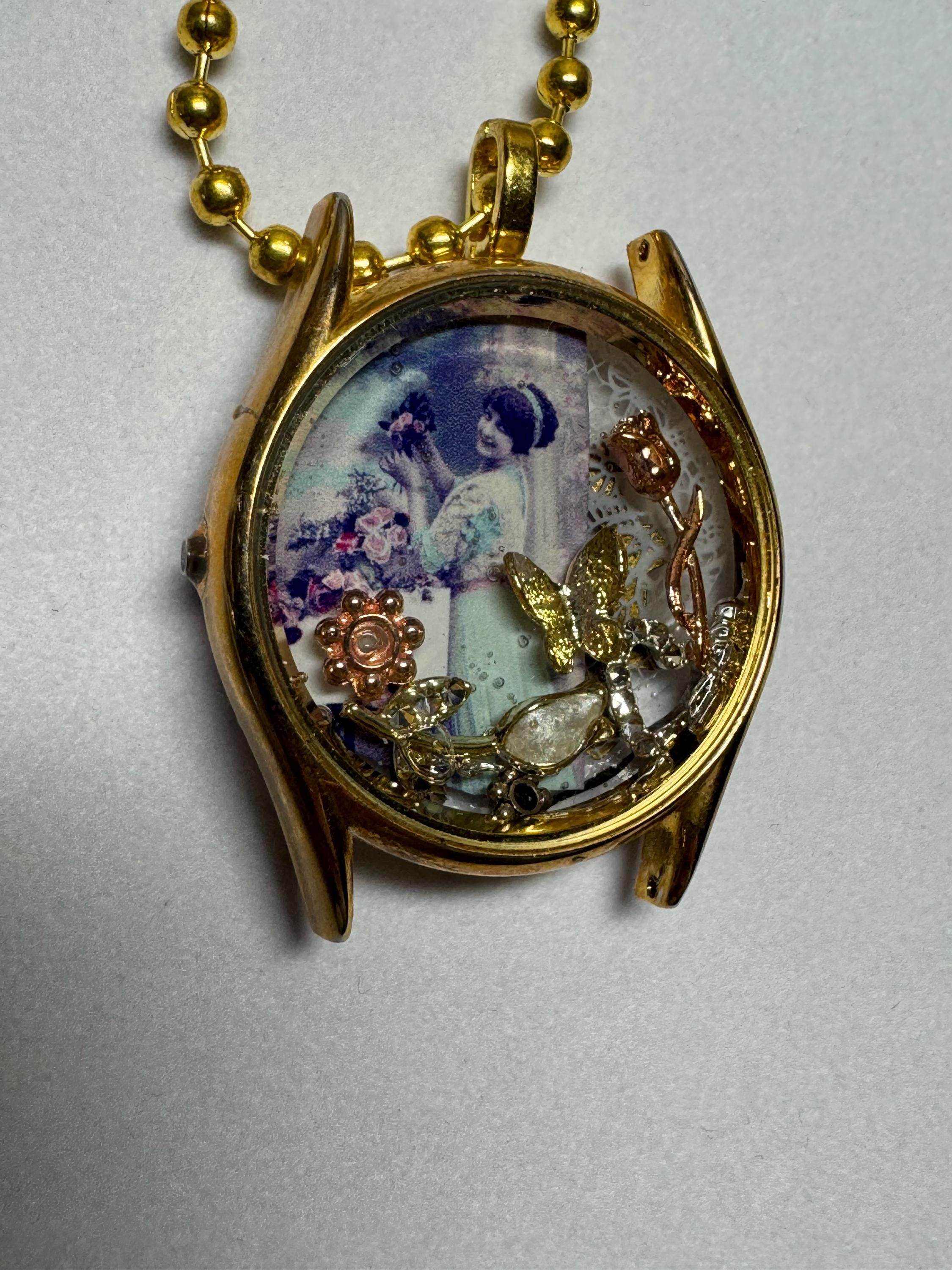Girl in Watch Steampunk Vintage Necklace