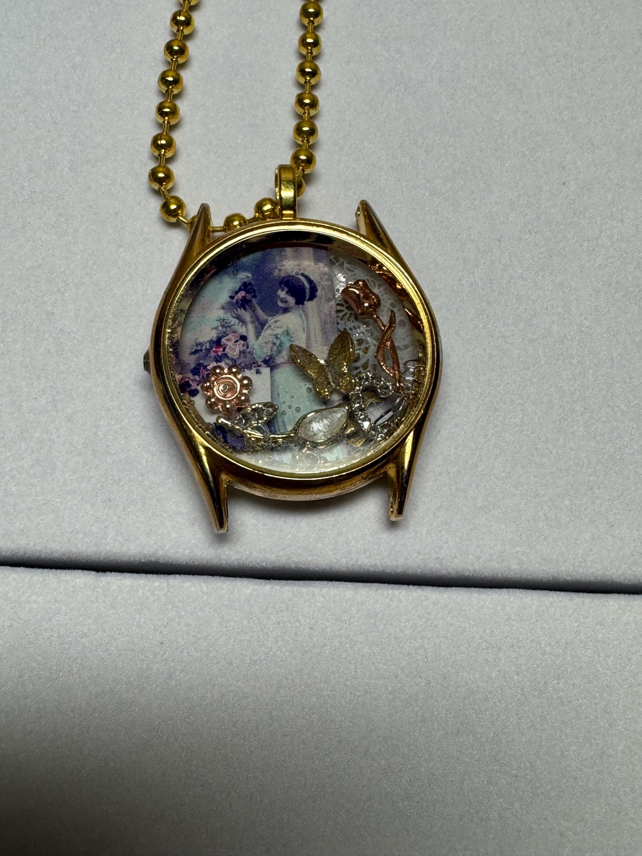 Girl in Watch Steampunk Vintage Necklace