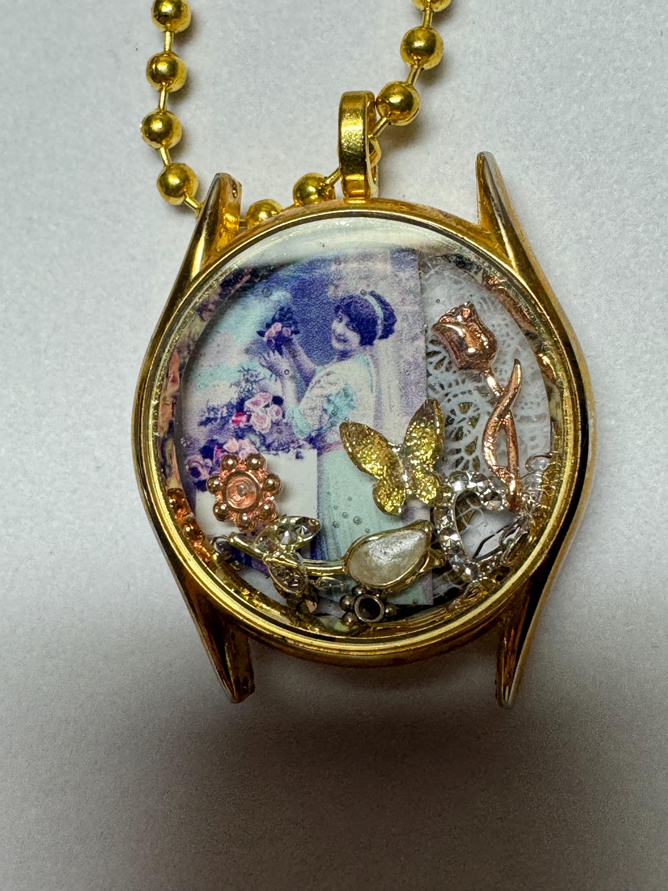 Girl in Watch Steampunk Vintage Necklace