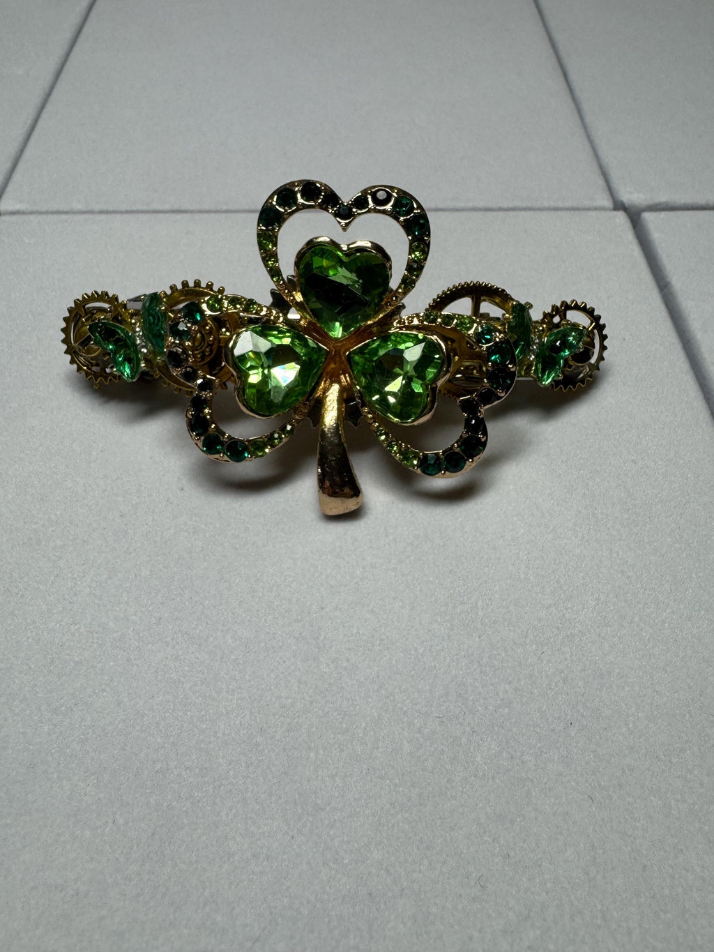 Clover three leaf Hair Barrette Metal