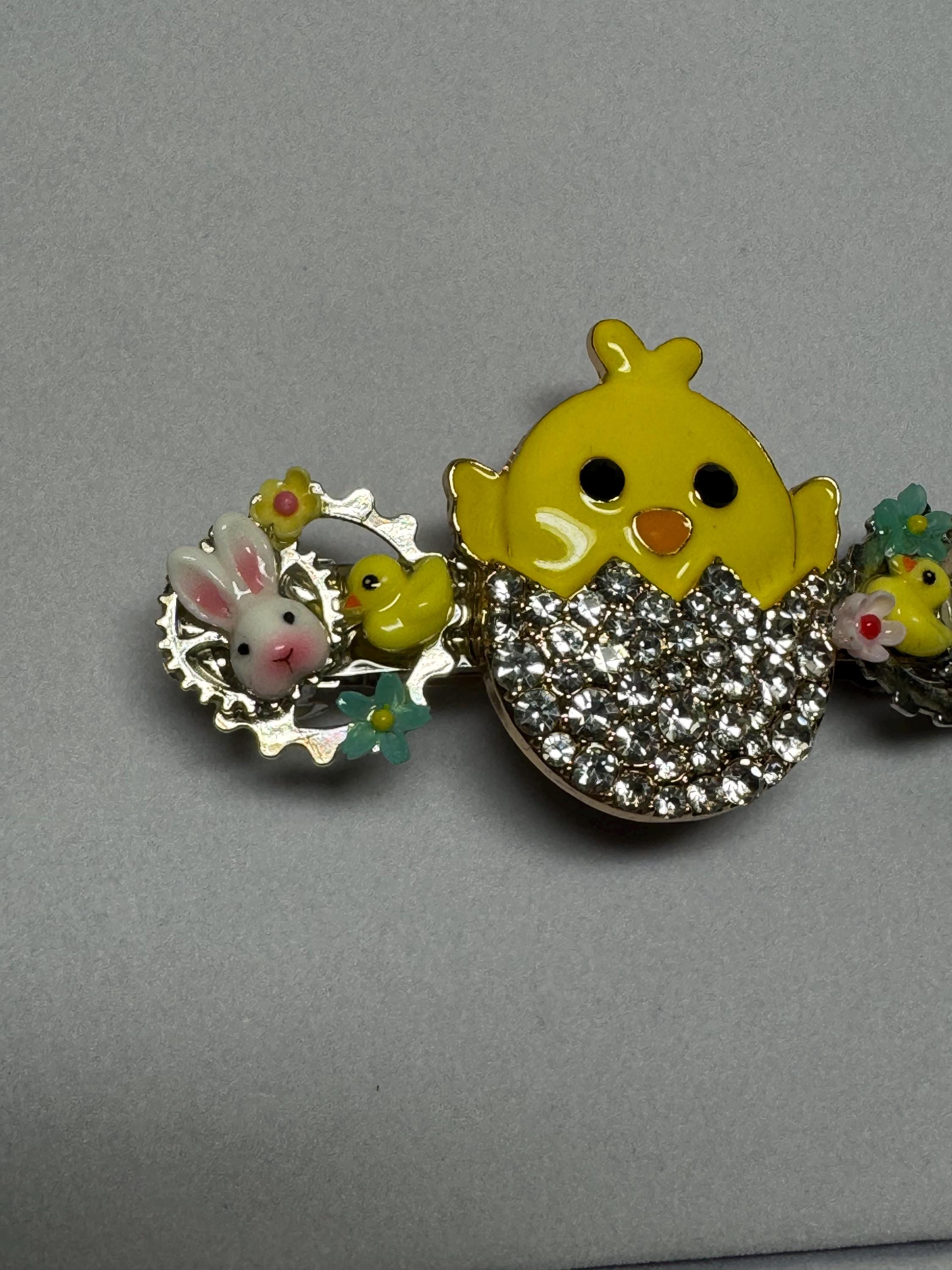 Chick in an Egg Metal Barrette