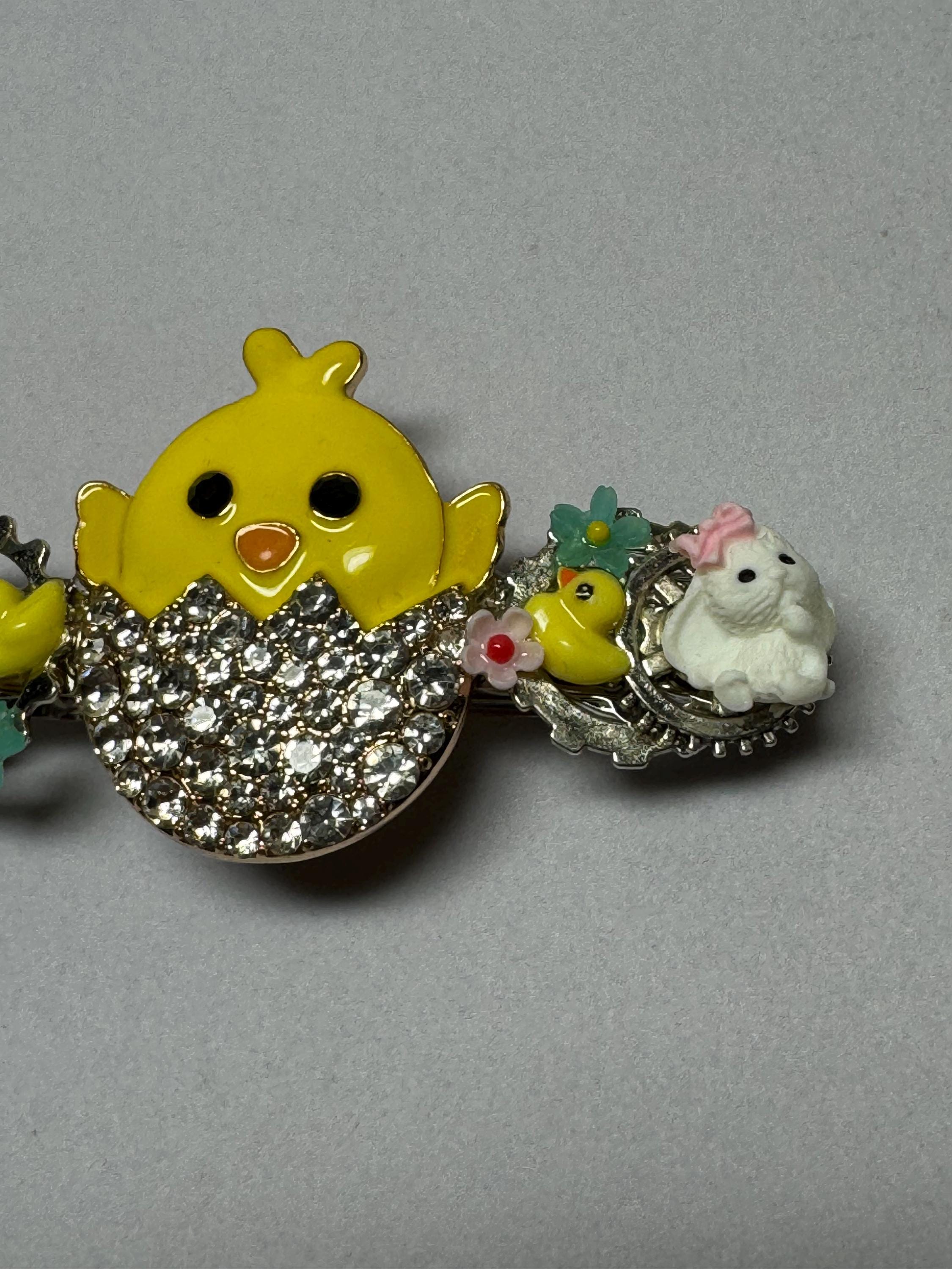 Chick in an Egg Metal Barrette