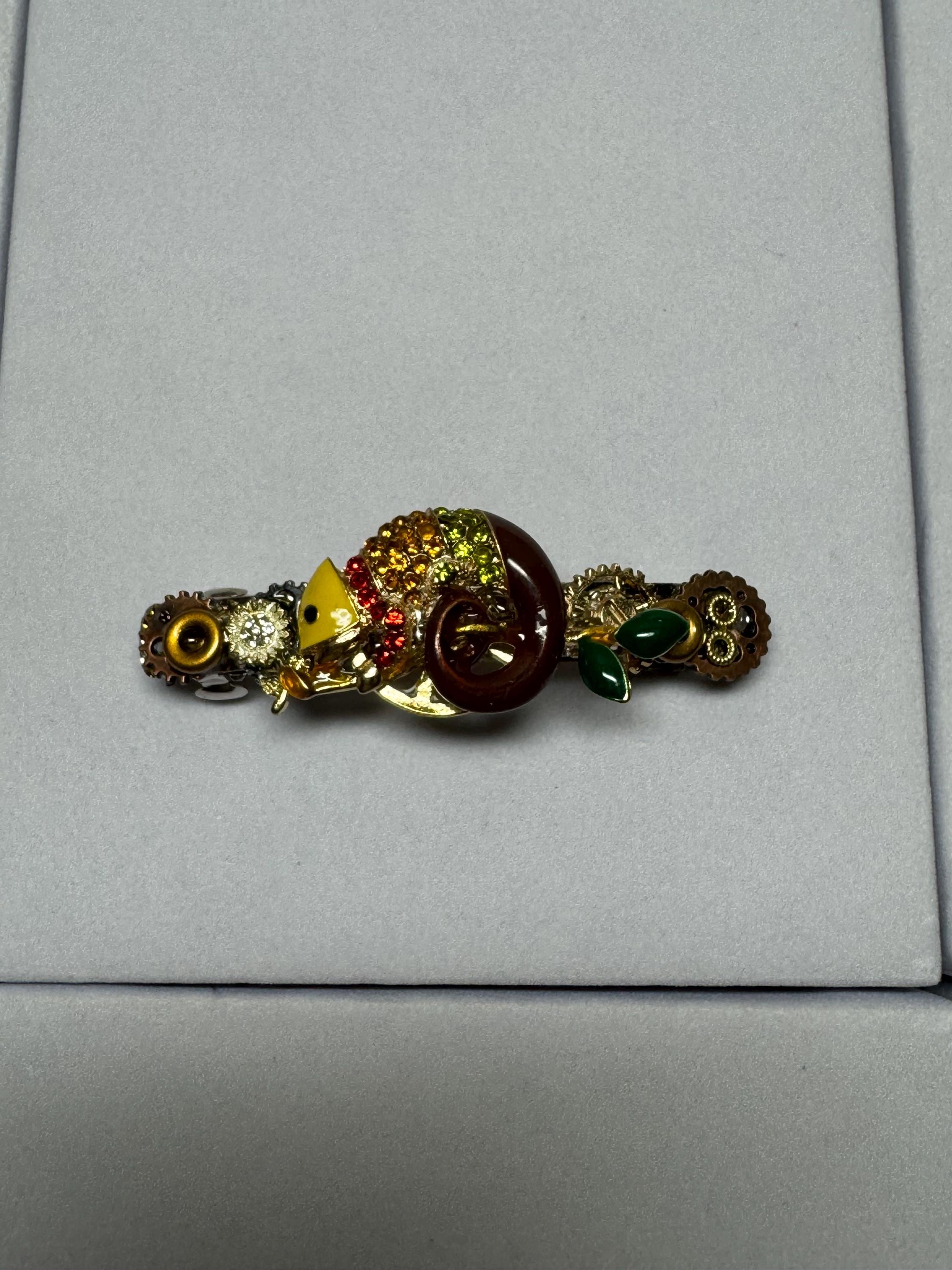Gecko Metal Rhinestone Barrette
