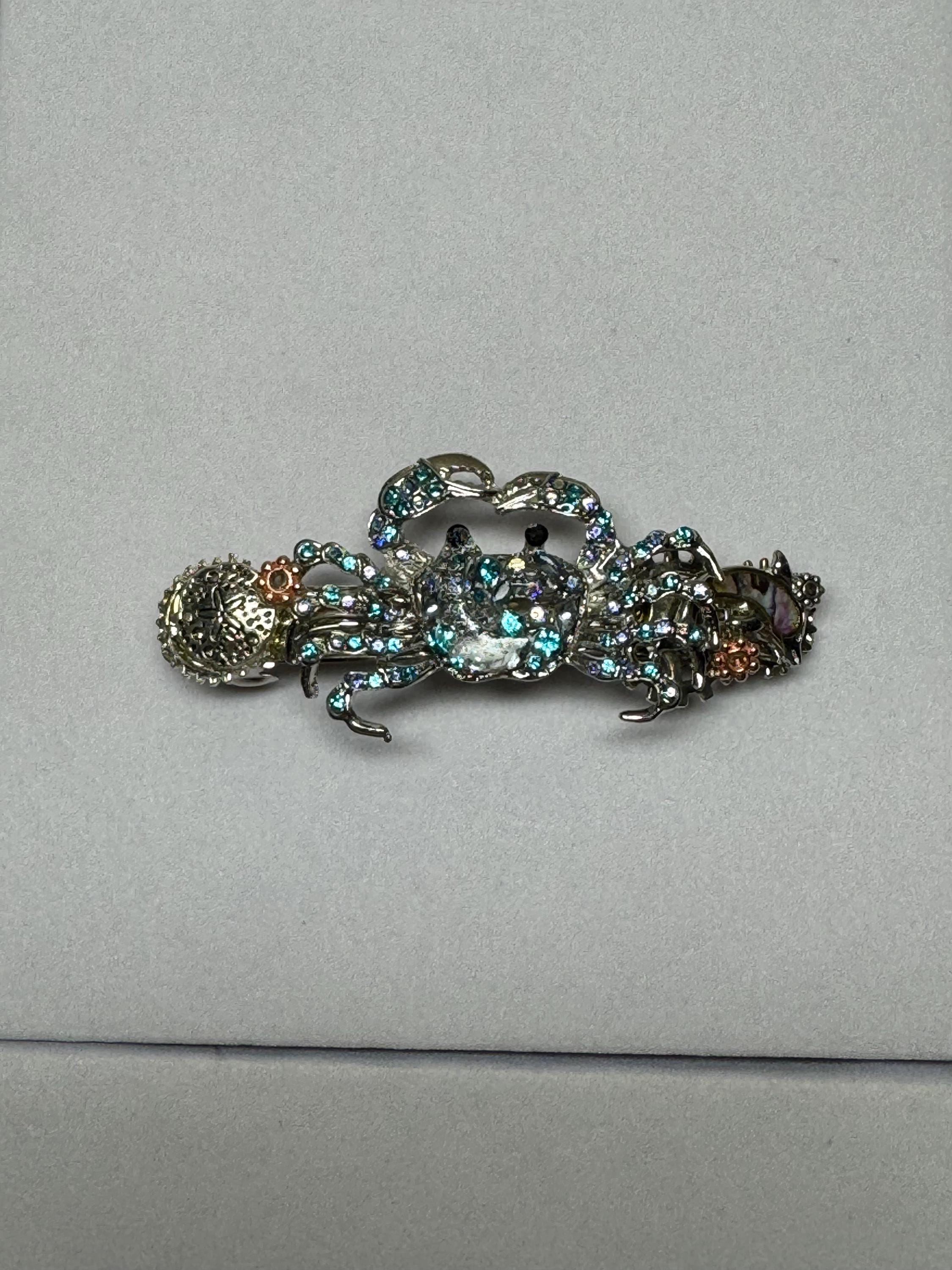 Rhinestone Crab Metal Barrette