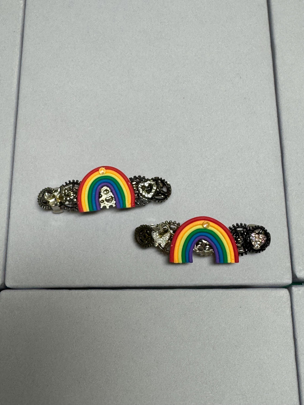 Rainbow set of Small Metal Barrettes