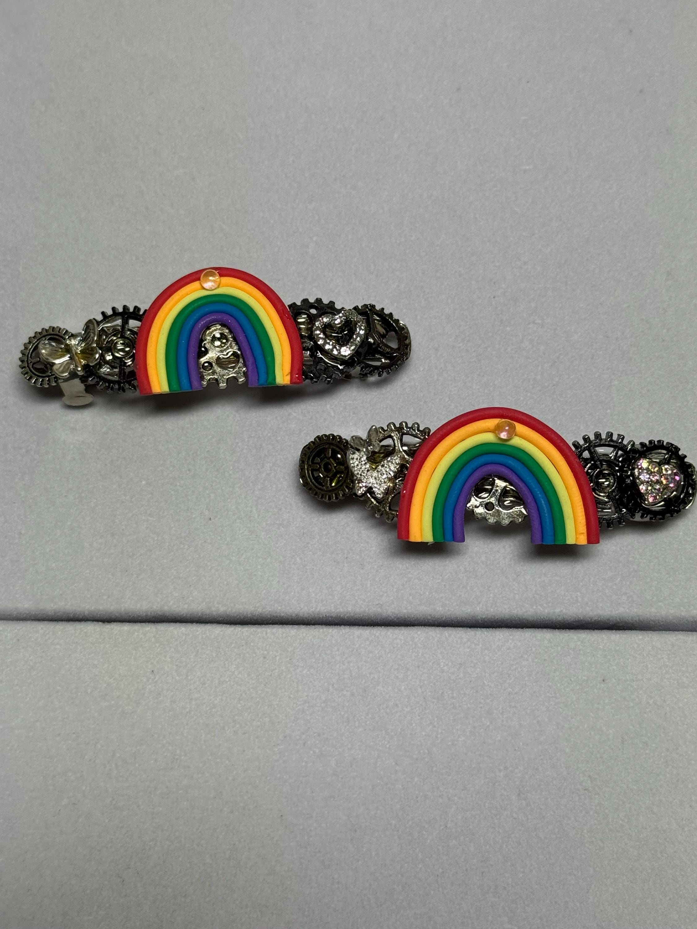 Rainbow set of Small Metal Barrettes